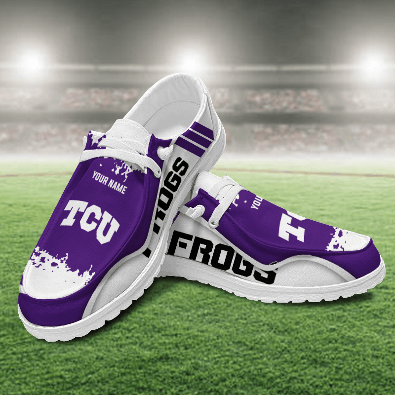 JWFancy TCU Horned Frogs Hey Dude Shoes Wally Men's Lace Up Loafers Comfortable For Men And Women