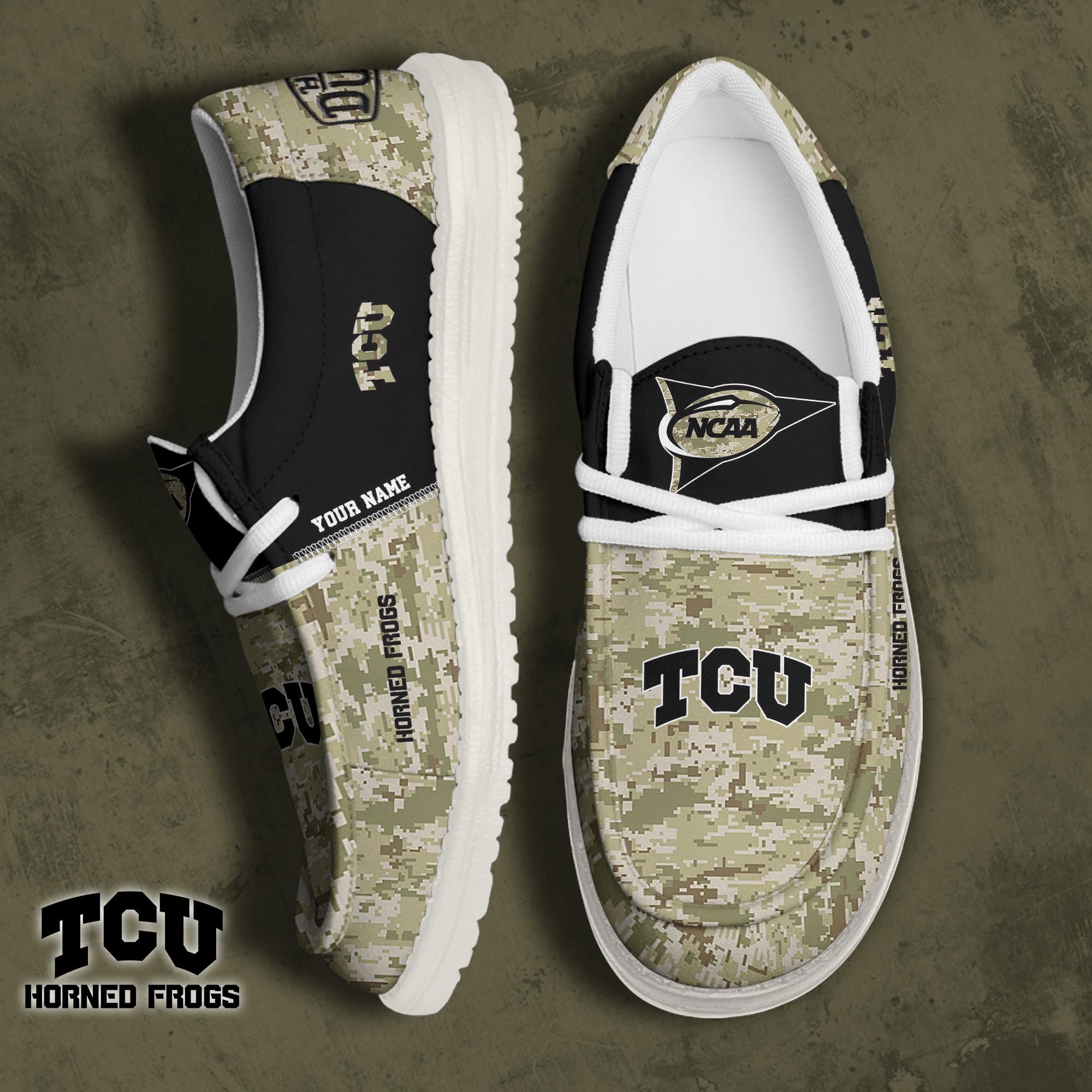 JWFancy TCU Horned Frogs Hey Dude Shoes Wally Men's Lace Up Loafers Comfortable For Men And Women