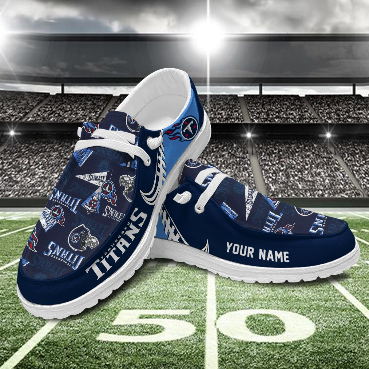 JWFancy Tennessee Titans Hey Dude Shoes Wally Men's Lace Up Loafers Comfortable For Men And Women