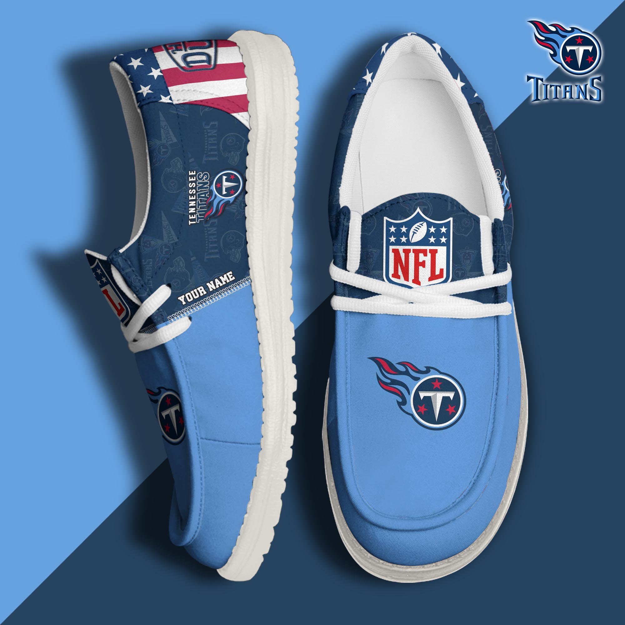 JWFancy Tennessee Titans Hey Dude Shoes Wally Men's Lace Up Loafers Comfortable For Men And Women
