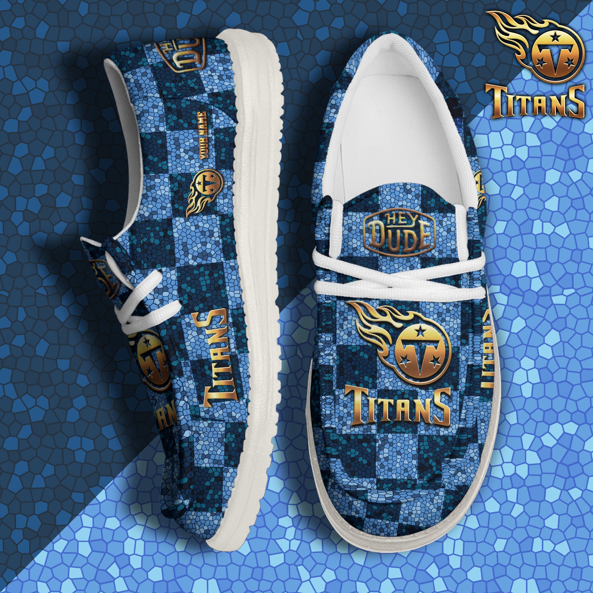 JWFancy Tennessee Titans Hey Dude Shoes Wally Men's Lace Up Loafers Comfortable For Men And Women