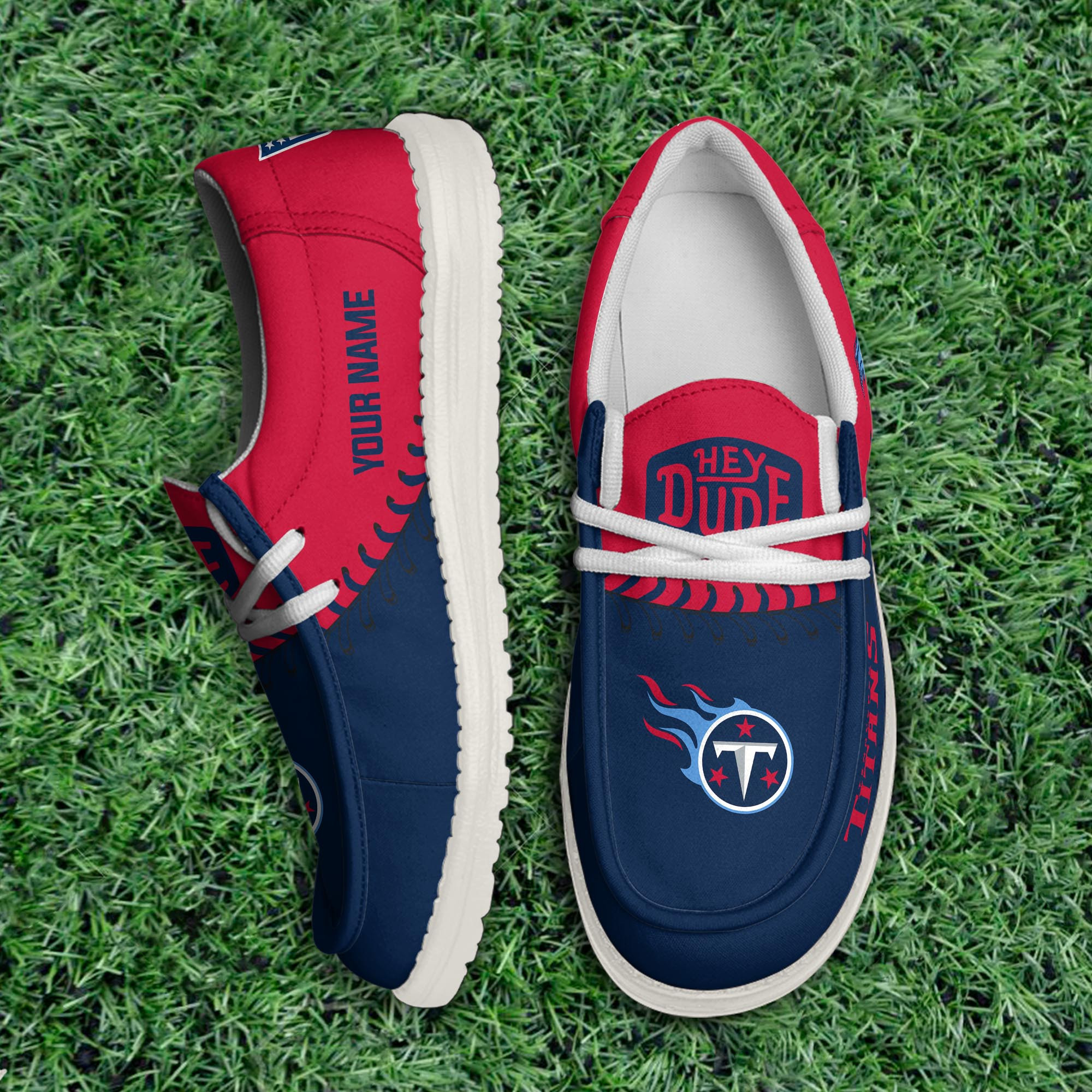 JWFancy Tennessee Titans Hey Dude Shoes Wally Men's Lace Up Loafers Comfortable For Men And Women
