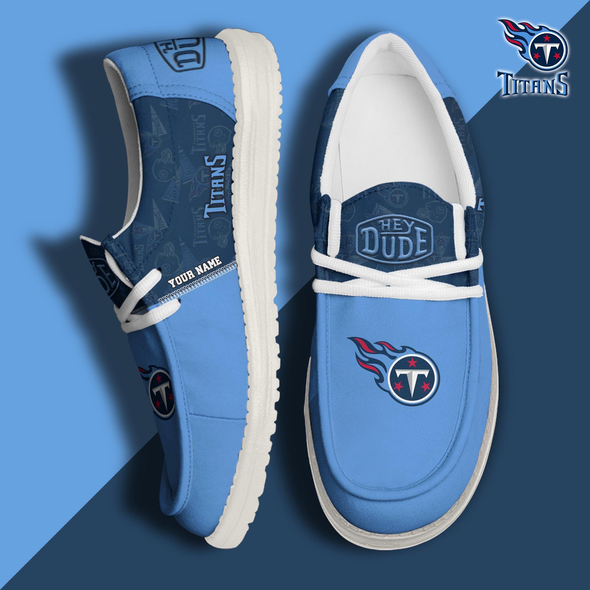 JWFancy Tennessee Titans Hey Dude Shoes Wally Men's Lace Up Loafers Comfortable For Men And Women