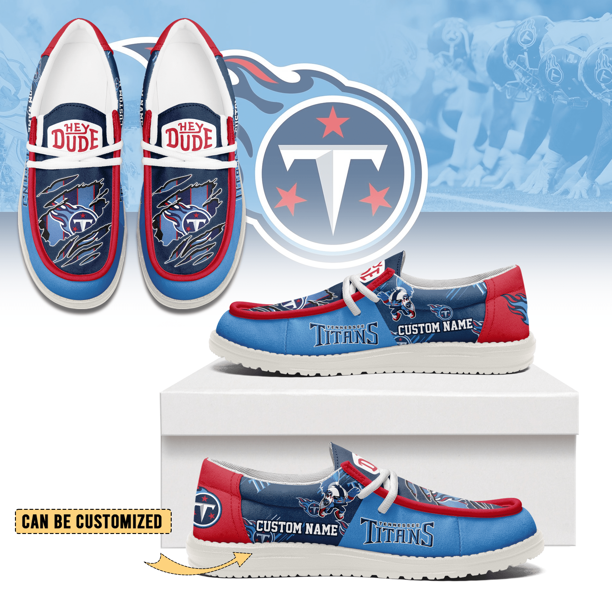 JWFancy Tennessee Titans Hey Dude Shoes Wally Men’s Lace Up Loafers Comfortable For Men And Women