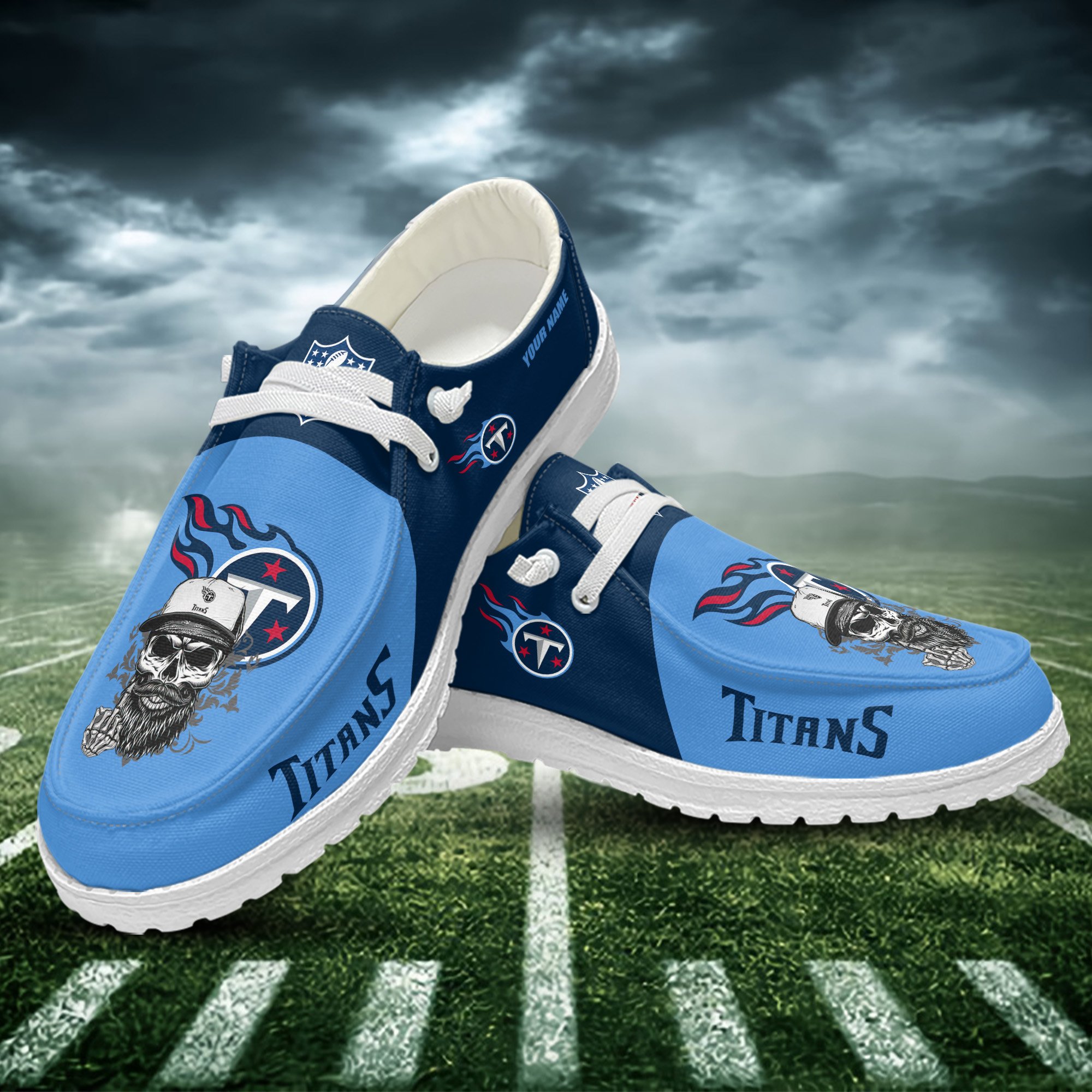 JWFancy Tennessee Titans Hey Dude Shoes Wally Men's Lace Up Loafers Comfortable For Men And Women