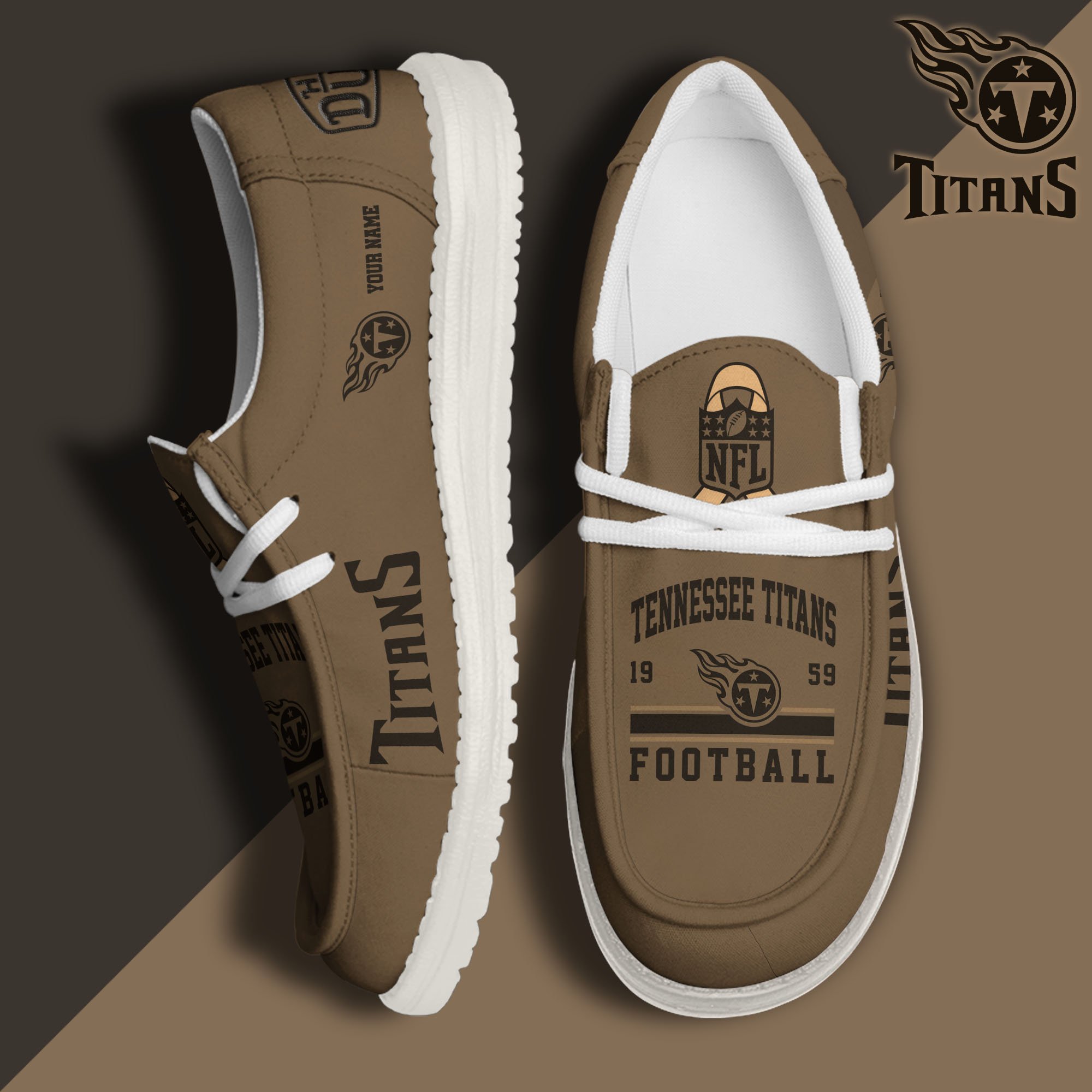 JWFancy Tennessee Titans Hey Dude Shoes Wally Men's Lace Up Loafers Comfortable For Men And Women
