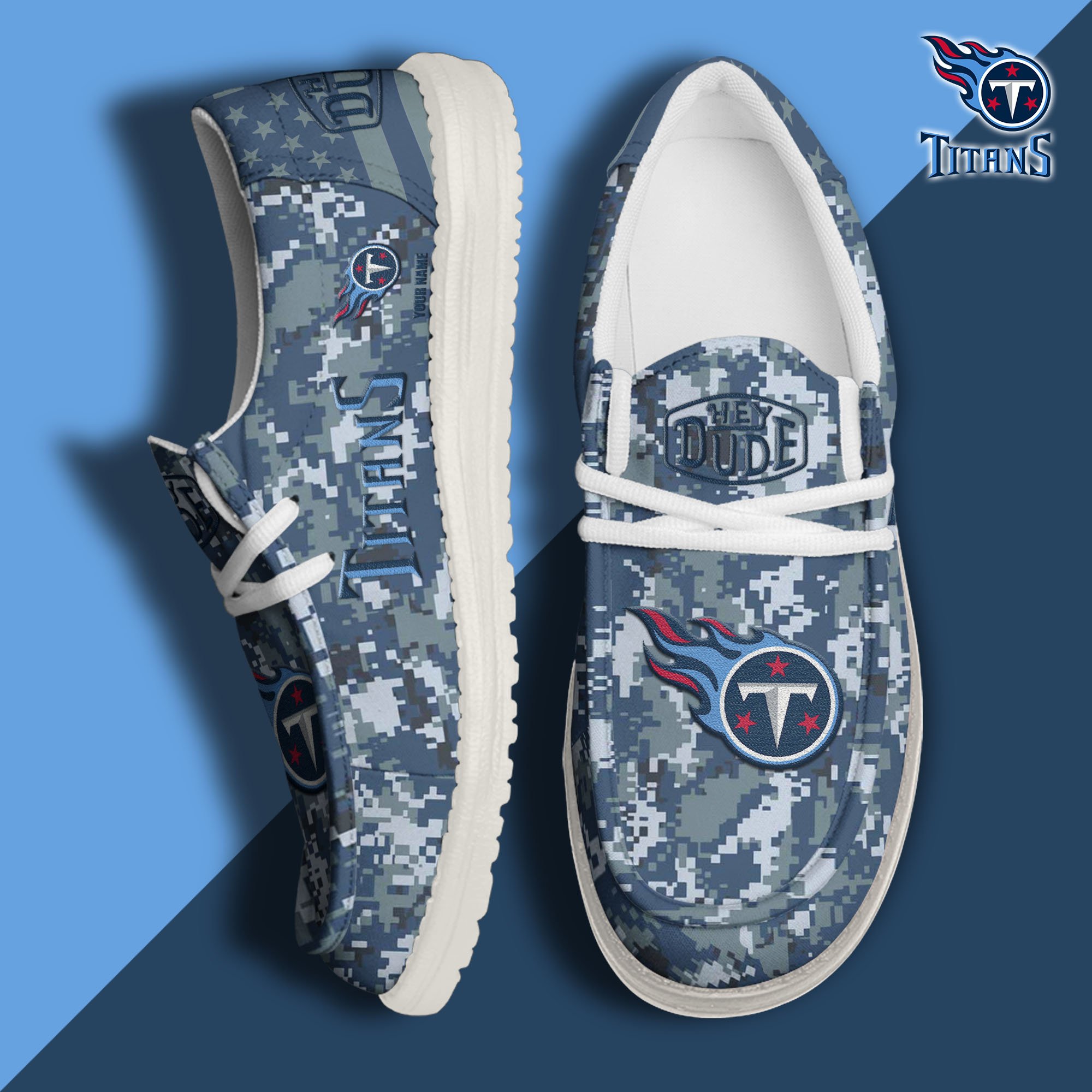 JWFancy Tennessee Titans Hey Dude Shoes Wally Men's Lace Up Loafers Comfortable For Men And Women