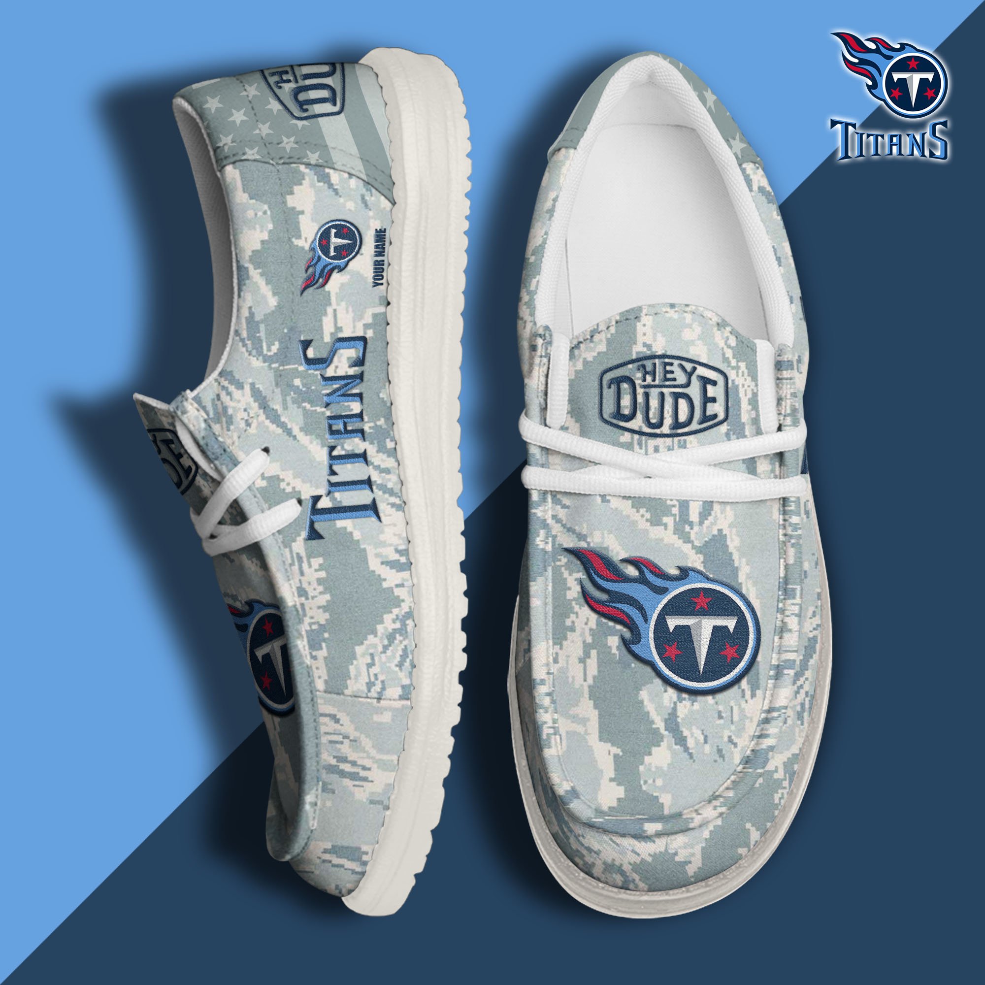 JWFancy Tennessee Titans Hey Dude Shoes Wally Men's Lace Up Loafers Comfortable For Men And Women