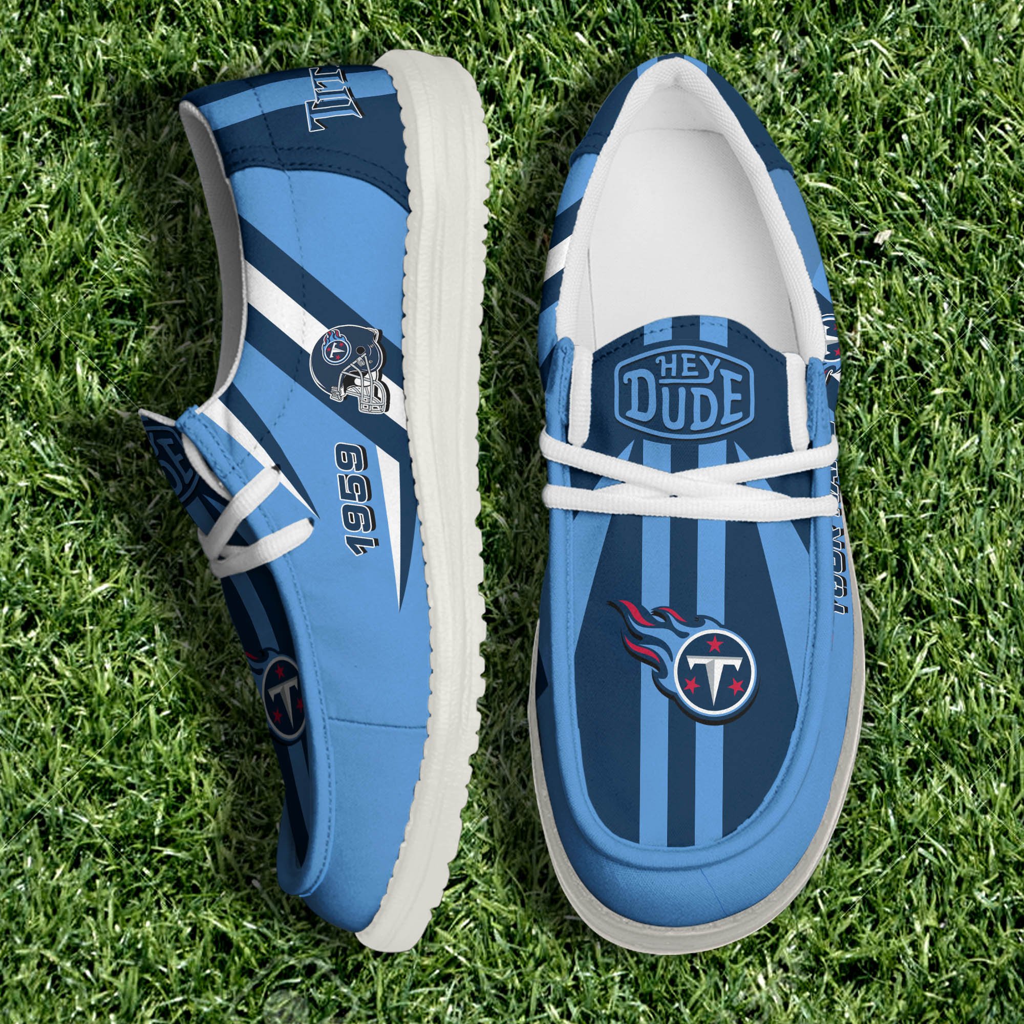 JWFancy Tennessee Titans Hey Dude Shoes Wally Men's Lace Up Loafers Comfortable For Men And Women