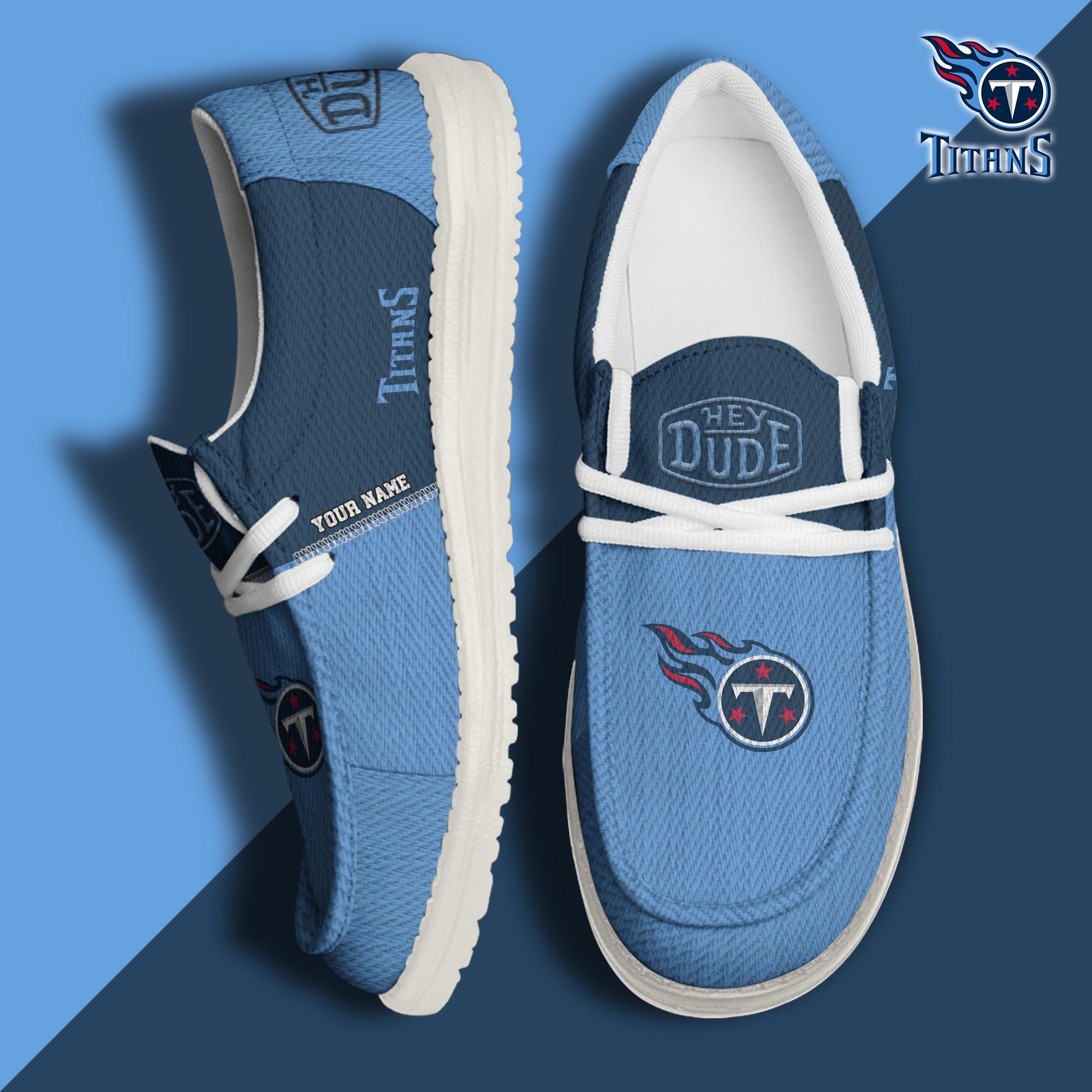 JWFancy Tennessee Titans Hey Dude Shoes Wally Men's Lace Up Loafers Comfortable For Men And Women
