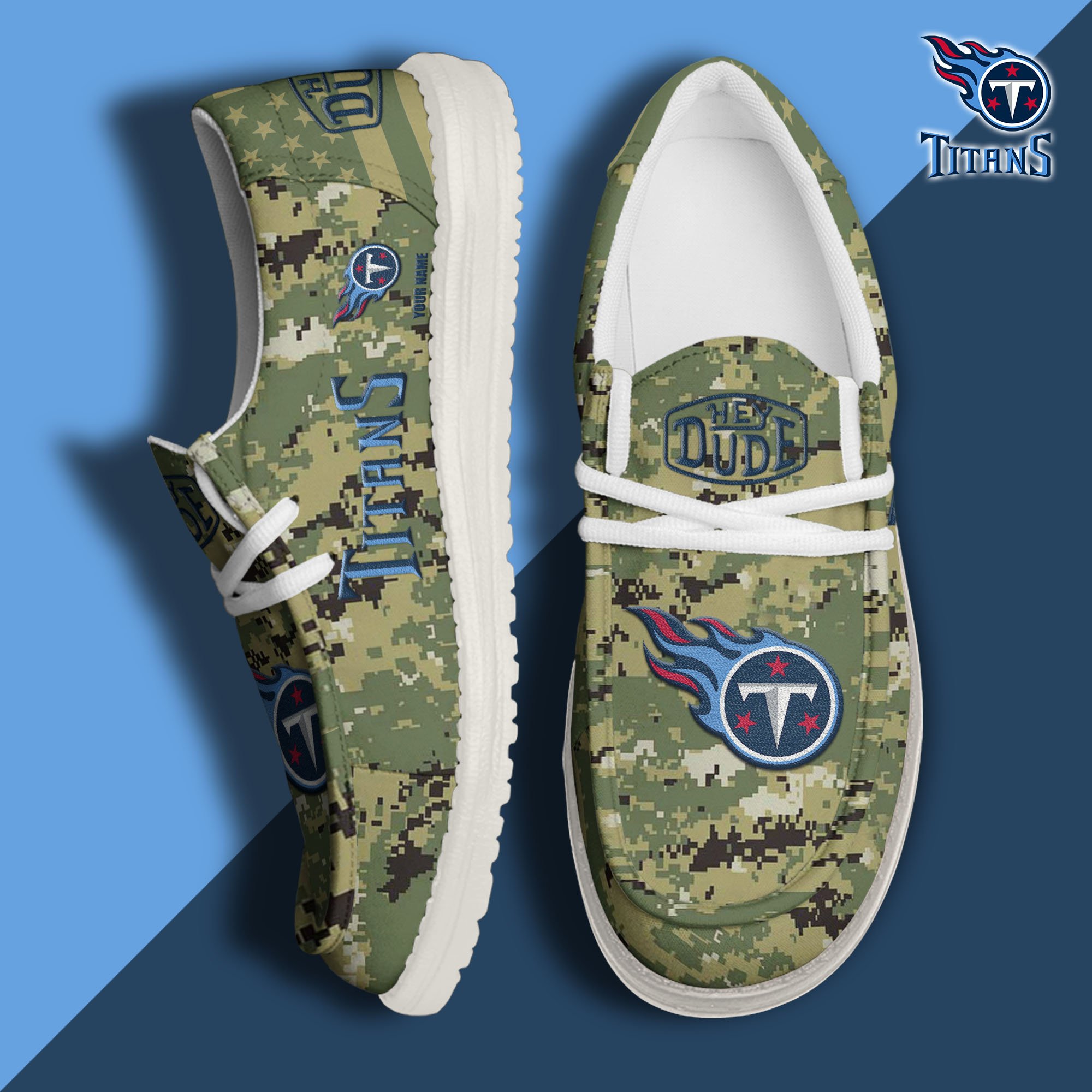 JWFancy Tennessee Titans Hey Dude Shoes Wally Men's Lace Up Loafers Comfortable For Men And Women
