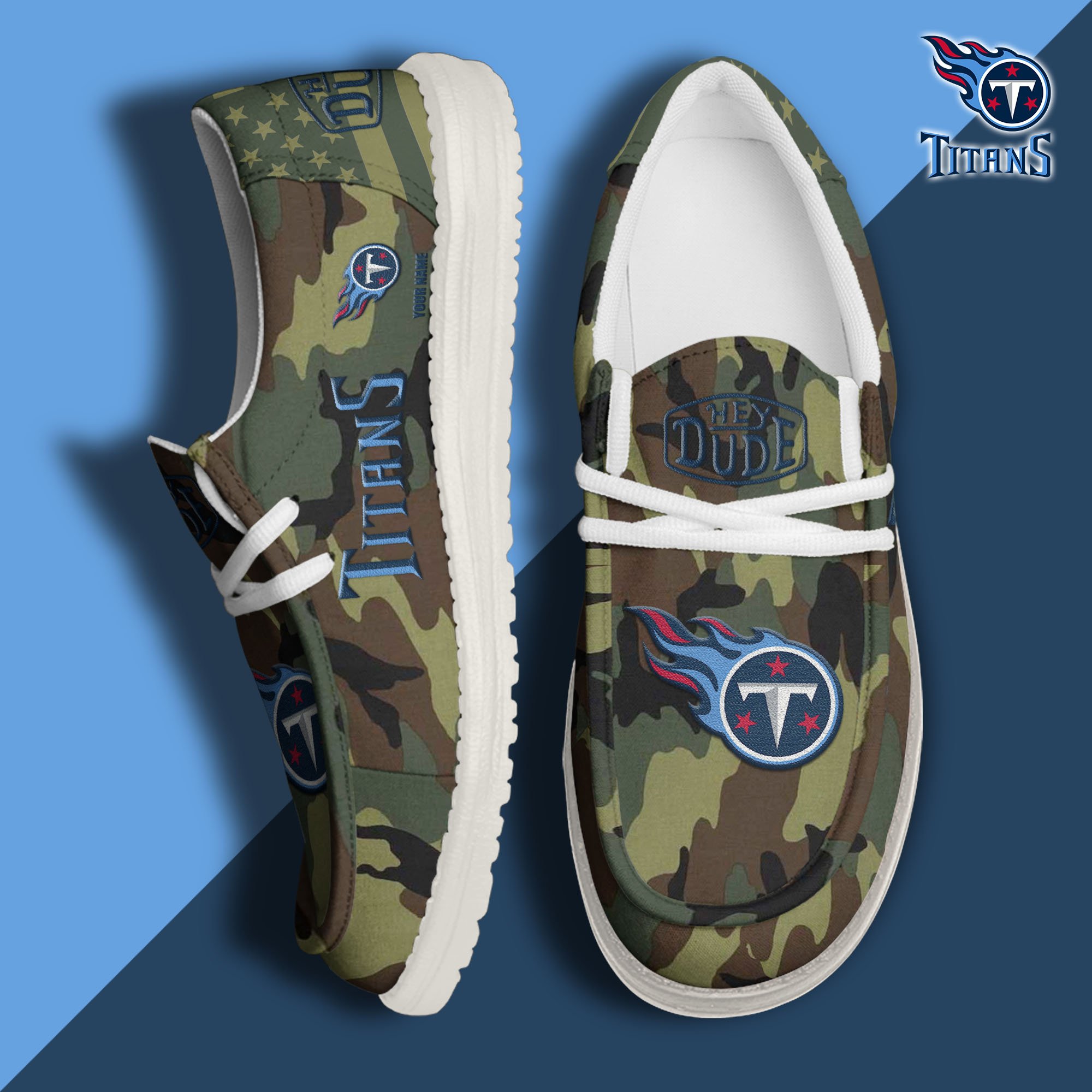 JWFancy Tennessee Titans Hey Dude Shoes Wally Men's Lace Up Loafers Comfortable For Men And Women
