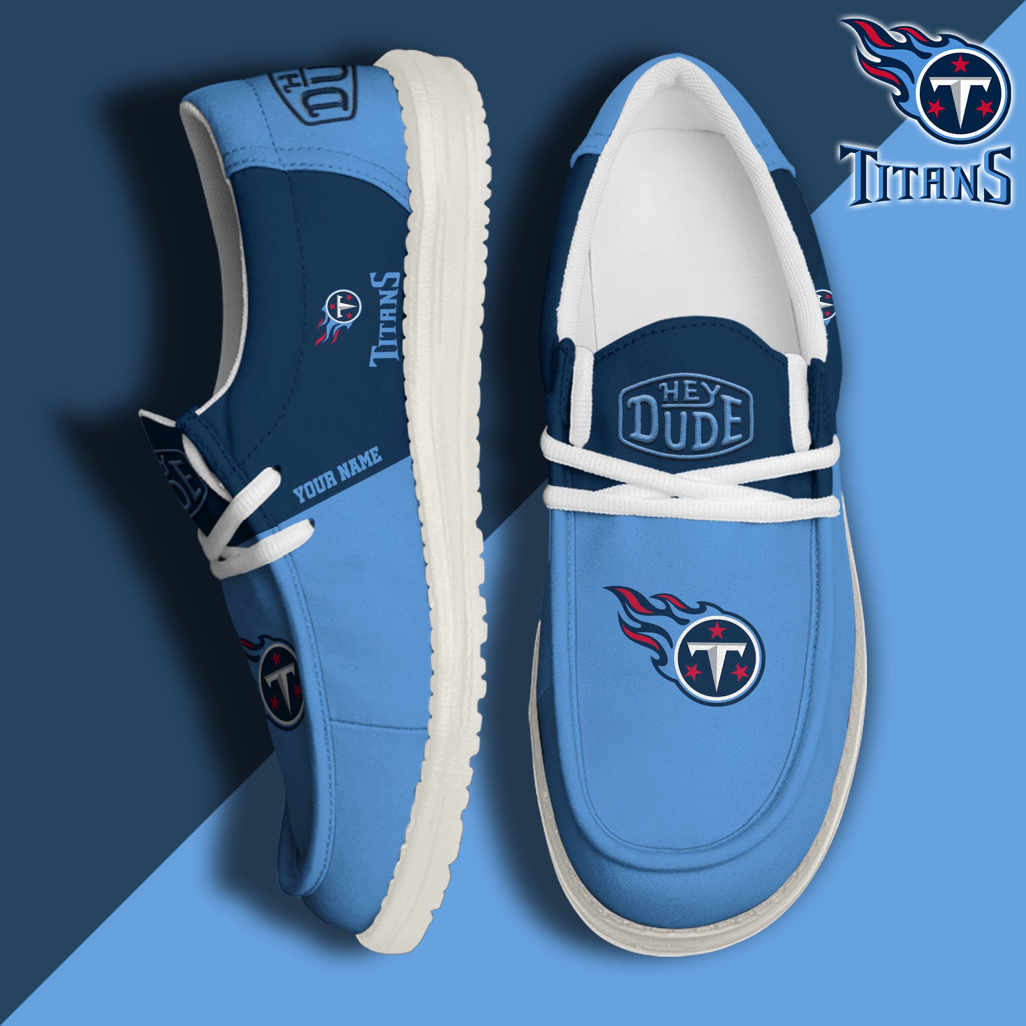 JWFancy Tennessee Titans Hey Dude Shoes Wally Men's Lace Up Loafers Comfortable For Men And Women