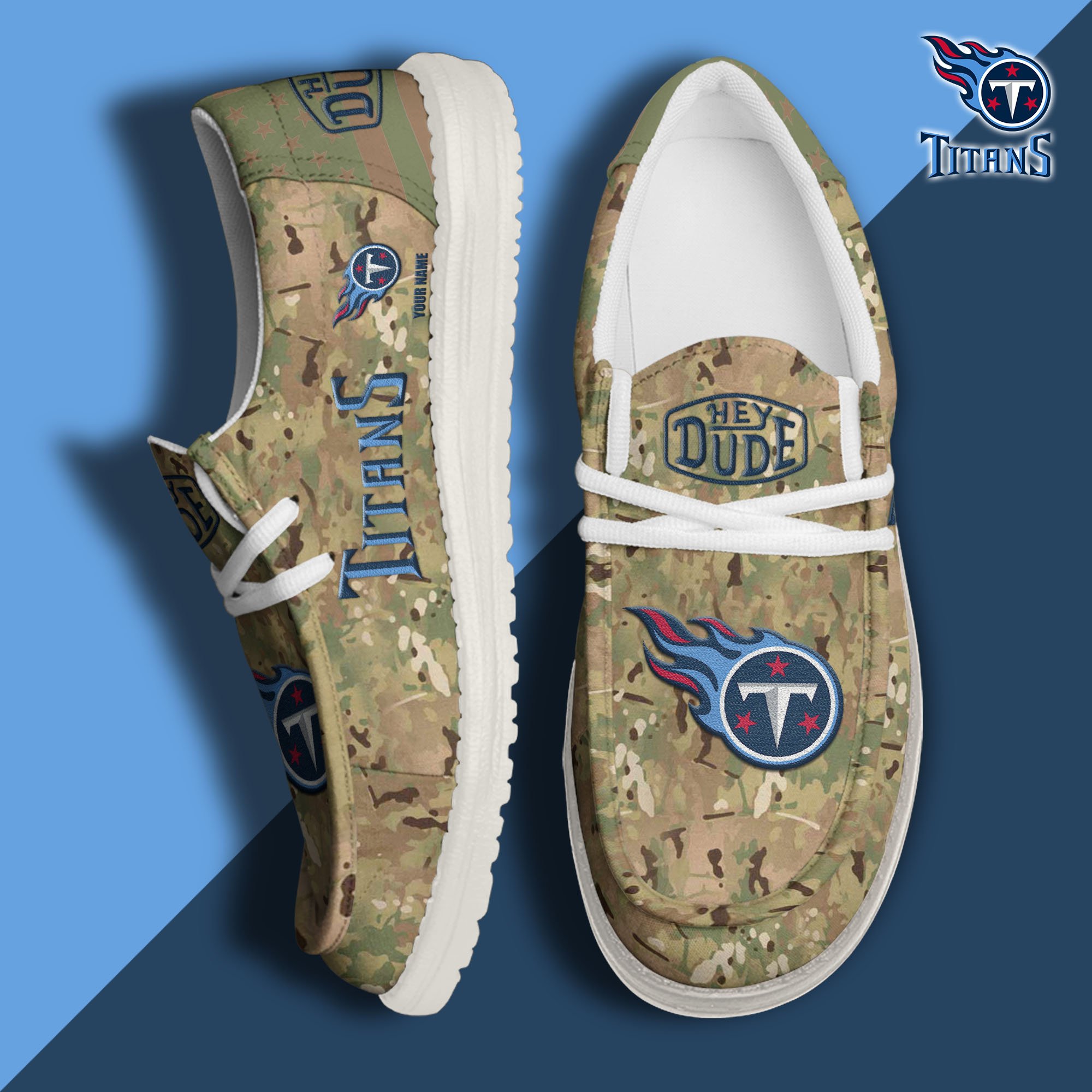 JWFancy Tennessee Titans Hey Dude Shoes Wally Men's Lace Up Loafers Comfortable For Men And Women