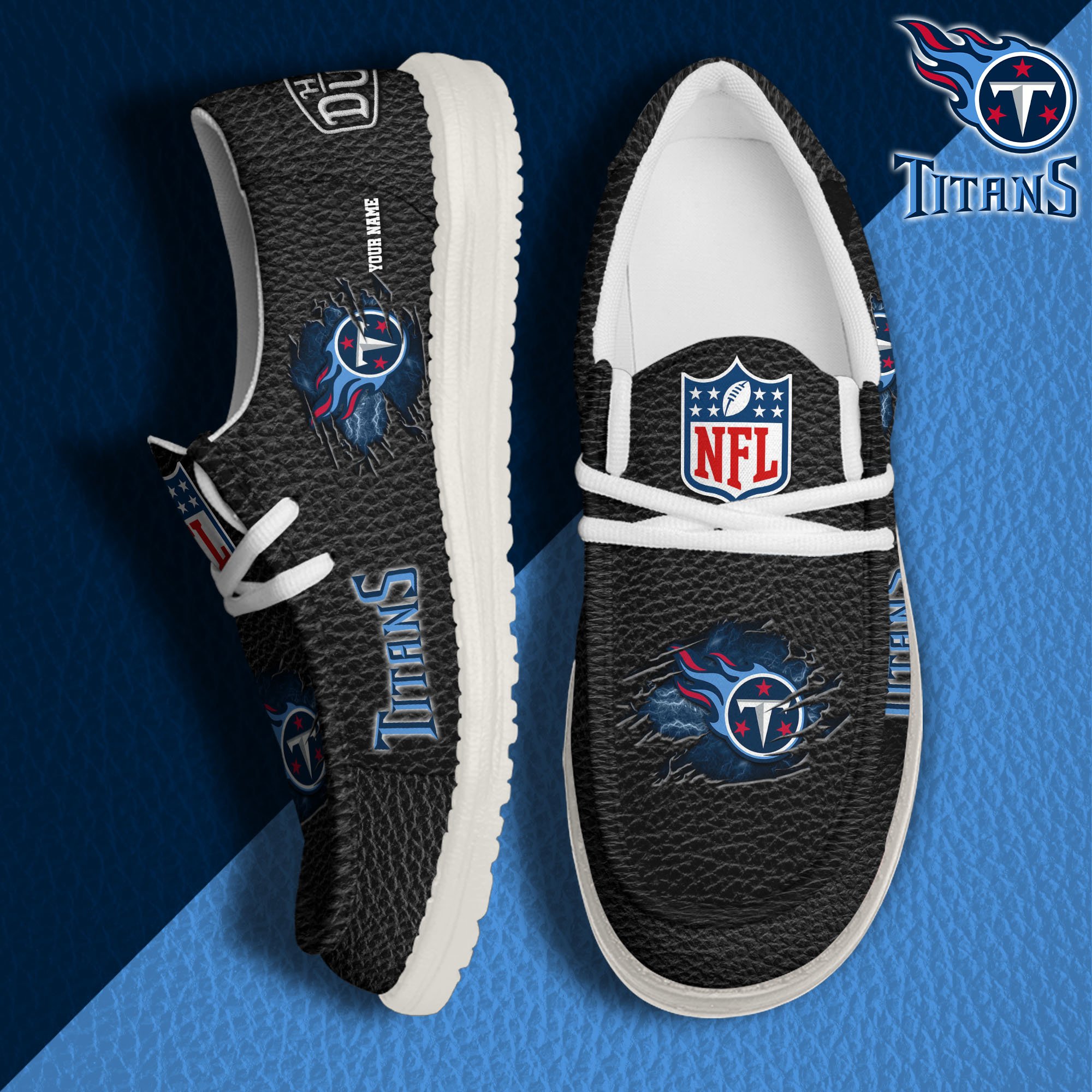 JWFancy Tennessee Titans Hey Dude Shoes Wally Men's Lace Up Loafers Comfortable For Men And Women