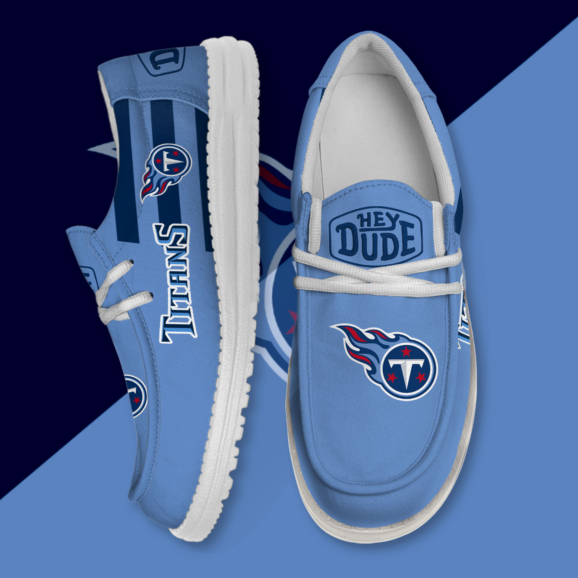 JWFancy Tennessee Titans Hey Dude Shoes Wally Men's Lace Up Loafers Comfortable For Men And Women
