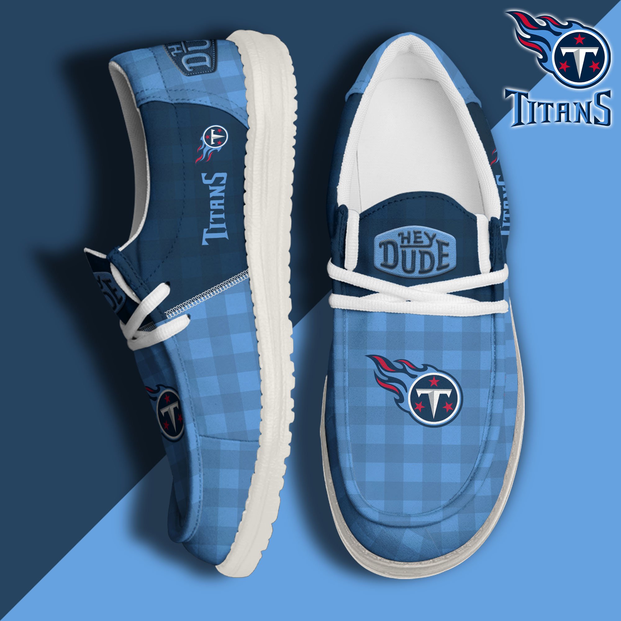 JWFancy Tennessee Titans Hey Dude Shoes Wally Men's Lace Up Loafers Comfortable For Men And Women