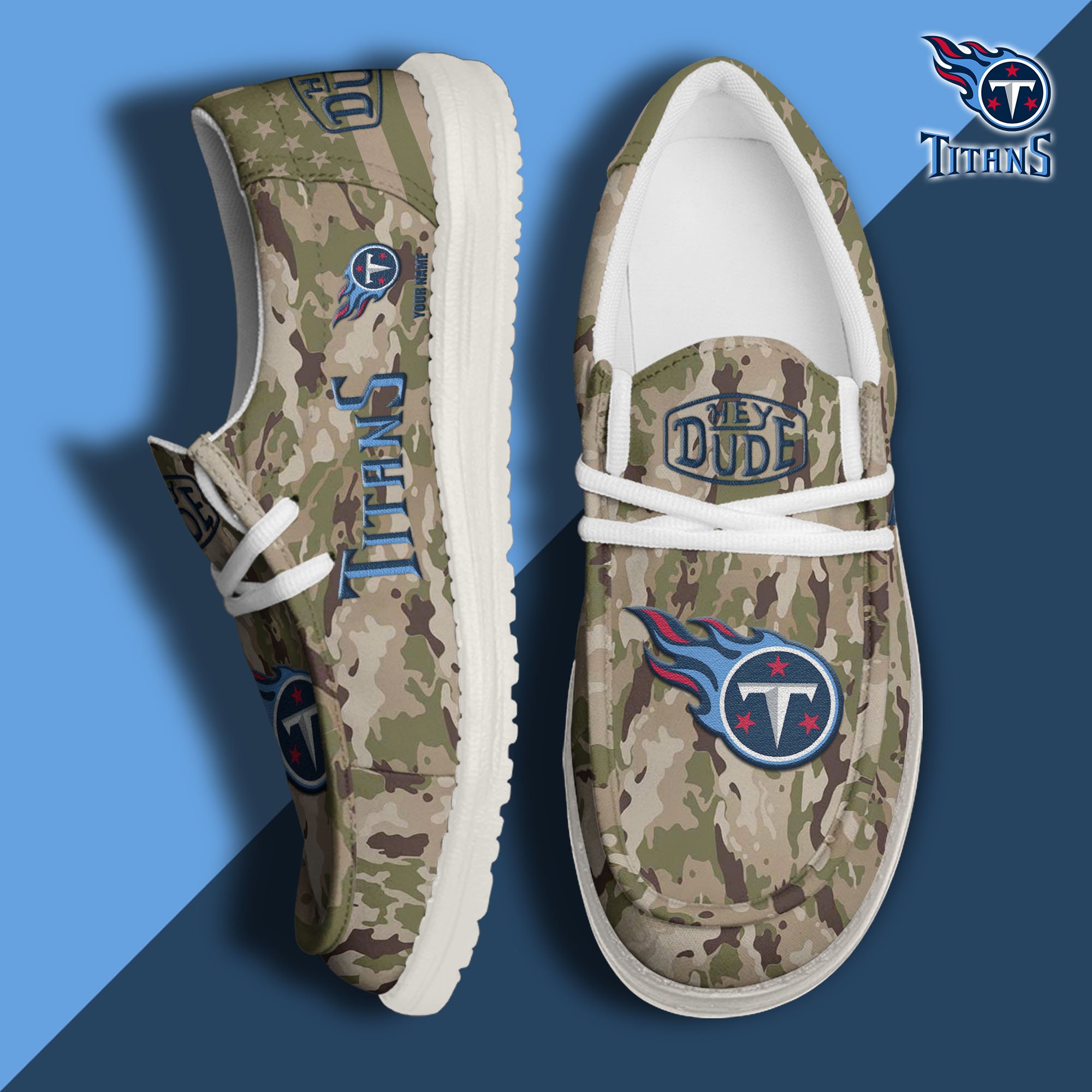 JWFancy Tennessee Titans Hey Dude Shoes Wally Men's Lace Up Loafers Comfortable For Men And Women