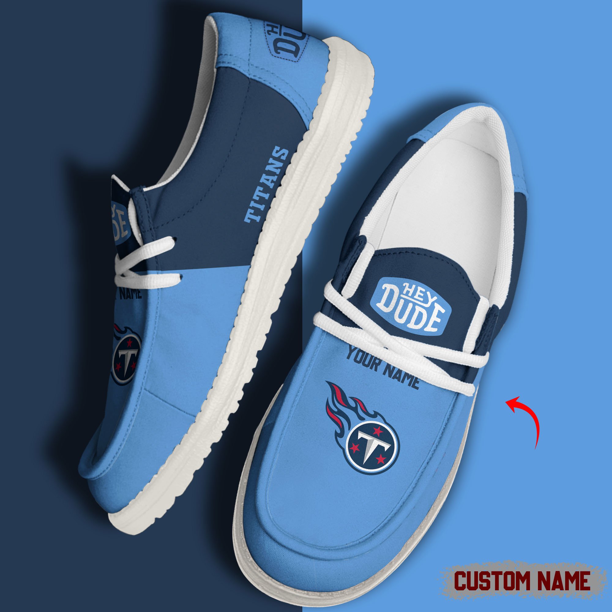 JWFancy Tennessee Titans Hey Dude Shoes Wally Men's Lace Up Loafers Comfortable For Men And Women