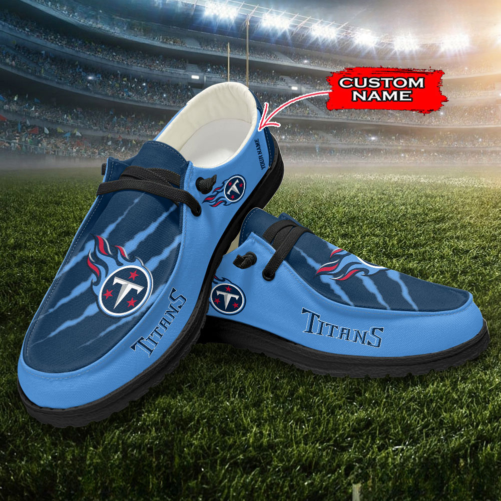 JWFancy Tennessee Titans Hey Dude Shoes Wally Men's Lace Up Loafers Comfortable For Men And Women