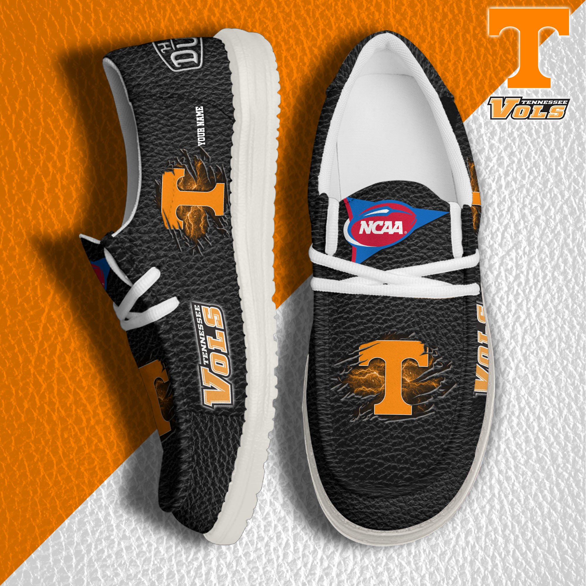 JWFancy Tennessee Volunteers Hey Dude Shoes Wally Men's Lace Up Loafers Comfortable For Men And Women