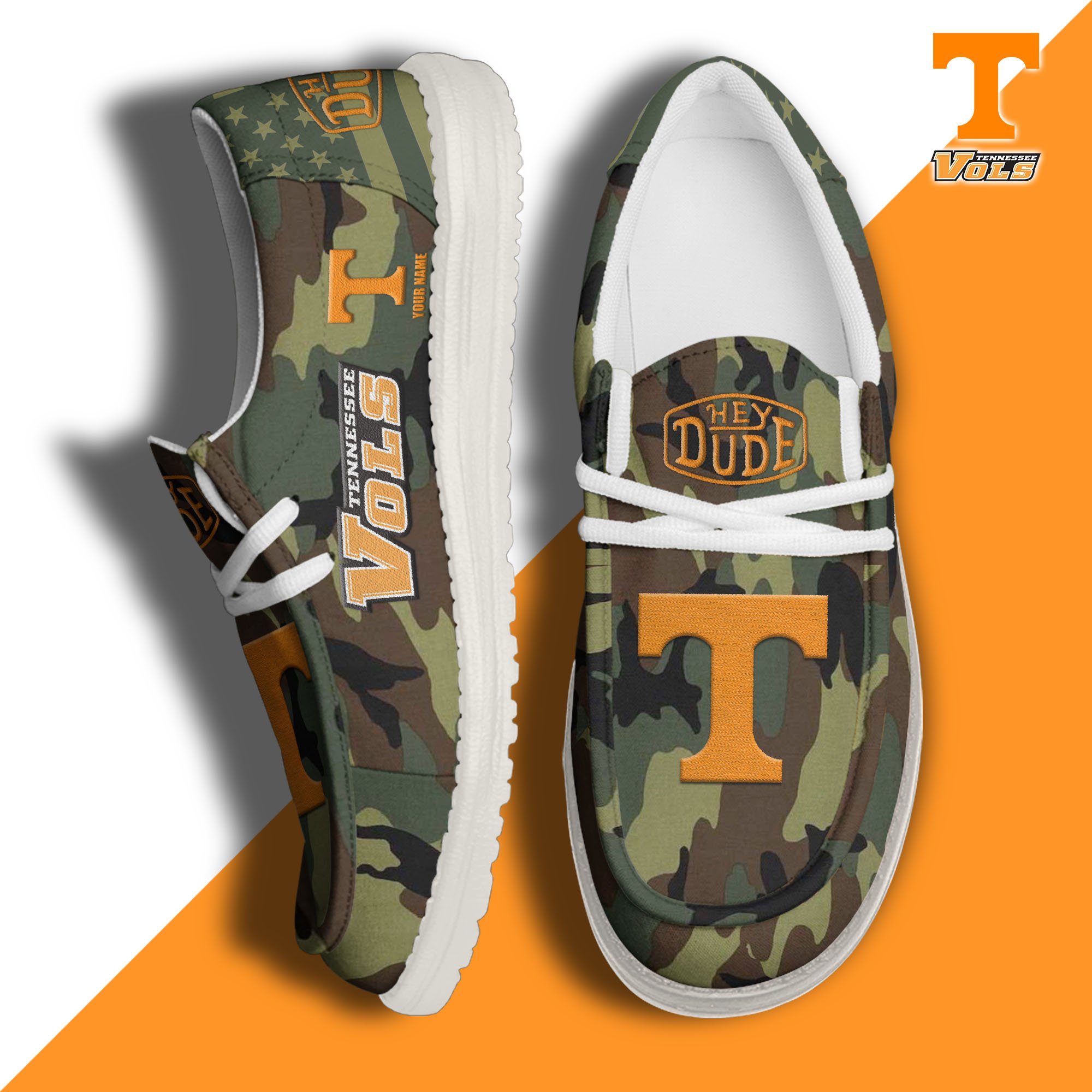 JWFancy Tennessee Volunteers Hey Dude Shoes Wally Men's Lace Up Loafers Comfortable For Men And Women