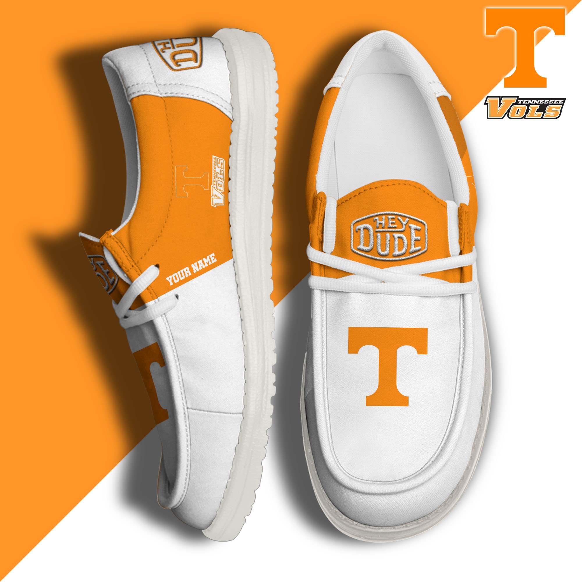 JWFancy Tennessee Volunteers Hey Dude Shoes Wally Men's Lace Up Loafers Comfortable For Men And Women