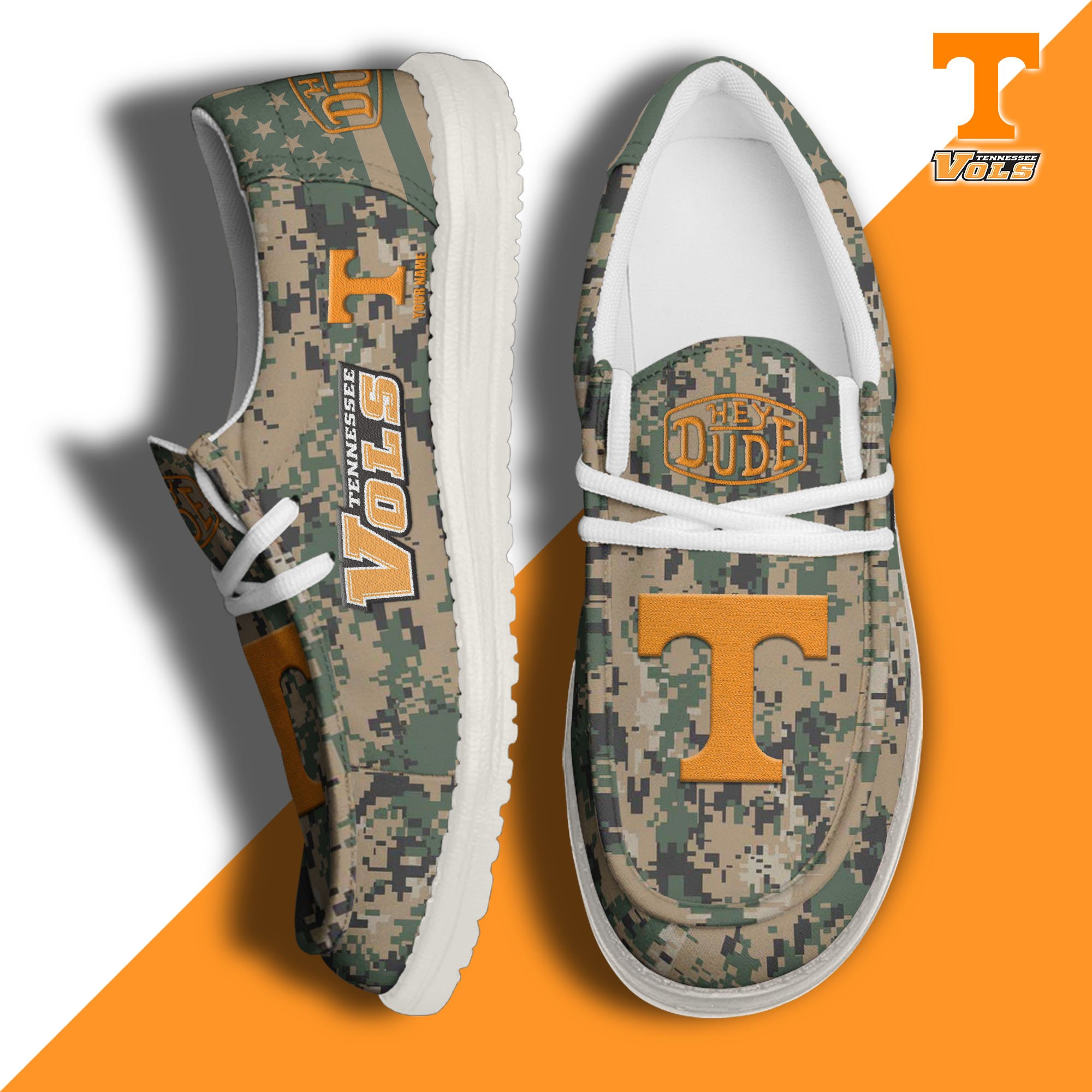 JWFancy Tennessee Volunteers Hey Dude Shoes Wally Men's Lace Up Loafers Comfortable For Men And Women