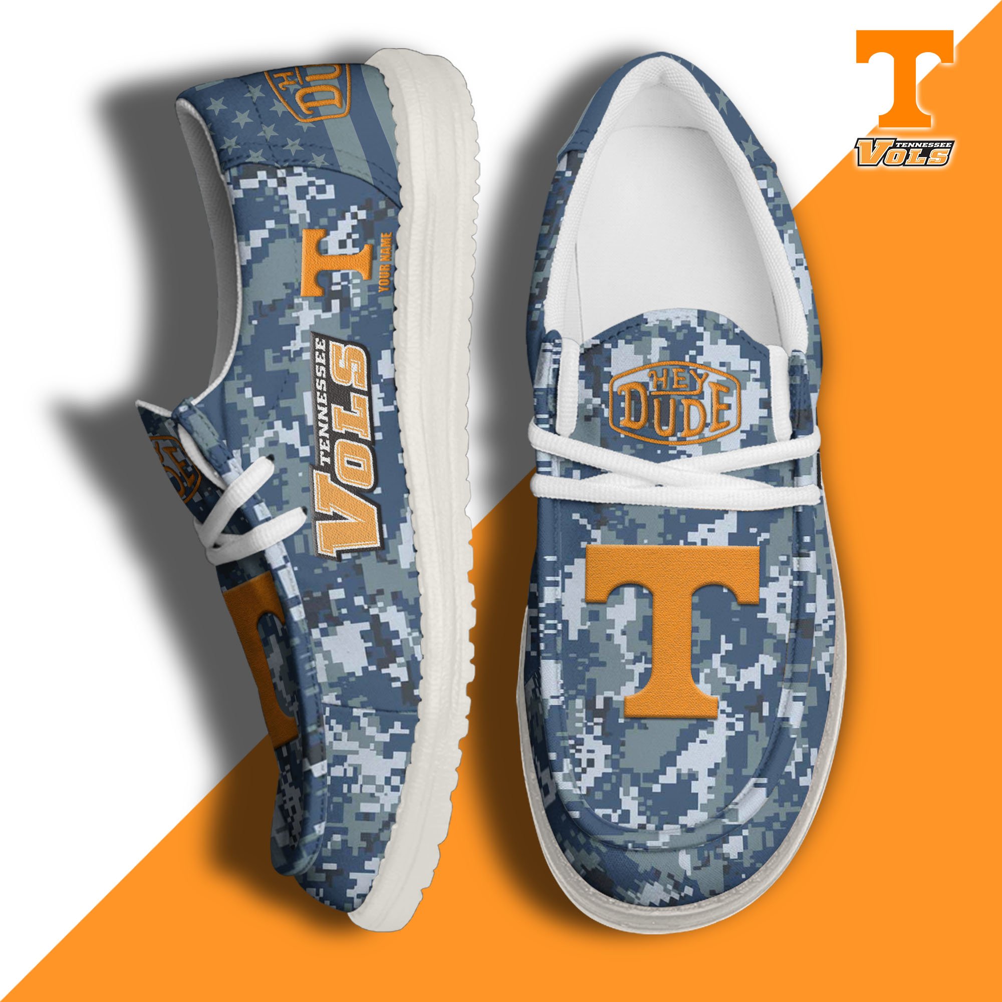 JWFancy Tennessee Volunteers Hey Dude Shoes Wally Men's Lace Up Loafers Comfortable For Men And Women