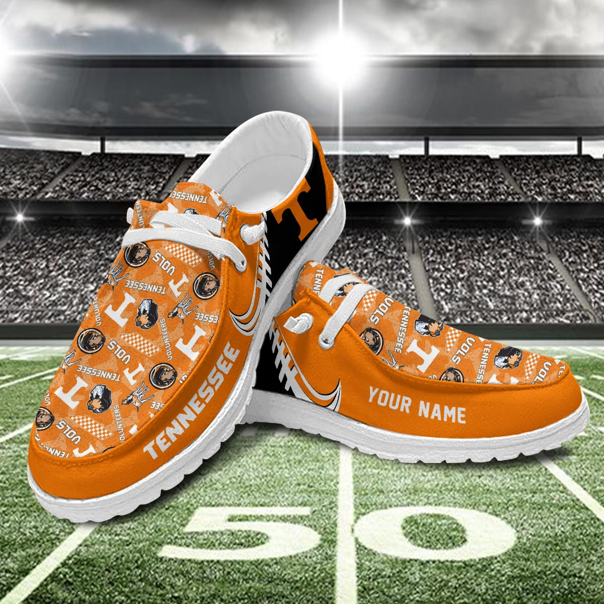 JWFancy Tennessee Volunteers Hey Dude Shoes Wally Men's Lace Up Loafers Comfortable For Men And Women
