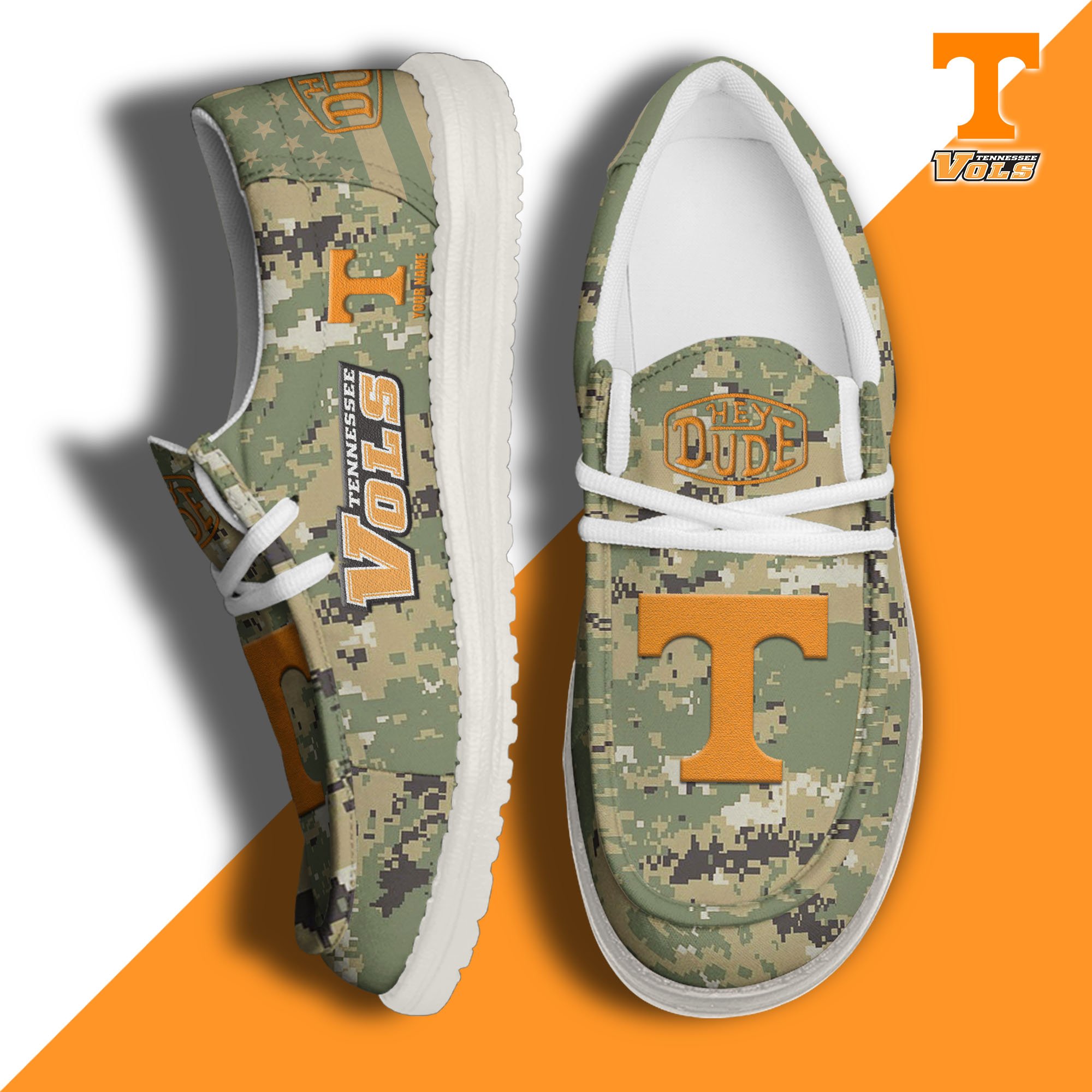 JWFancy Tennessee Volunteers Hey Dude Shoes Wally Men's Lace Up Loafers Comfortable For Men And Women