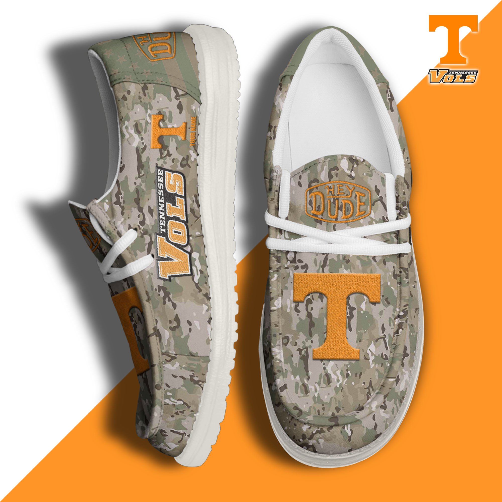 JWFancy Tennessee Volunteers Hey Dude Shoes Wally Men's Lace Up Loafers Comfortable For Men And Women