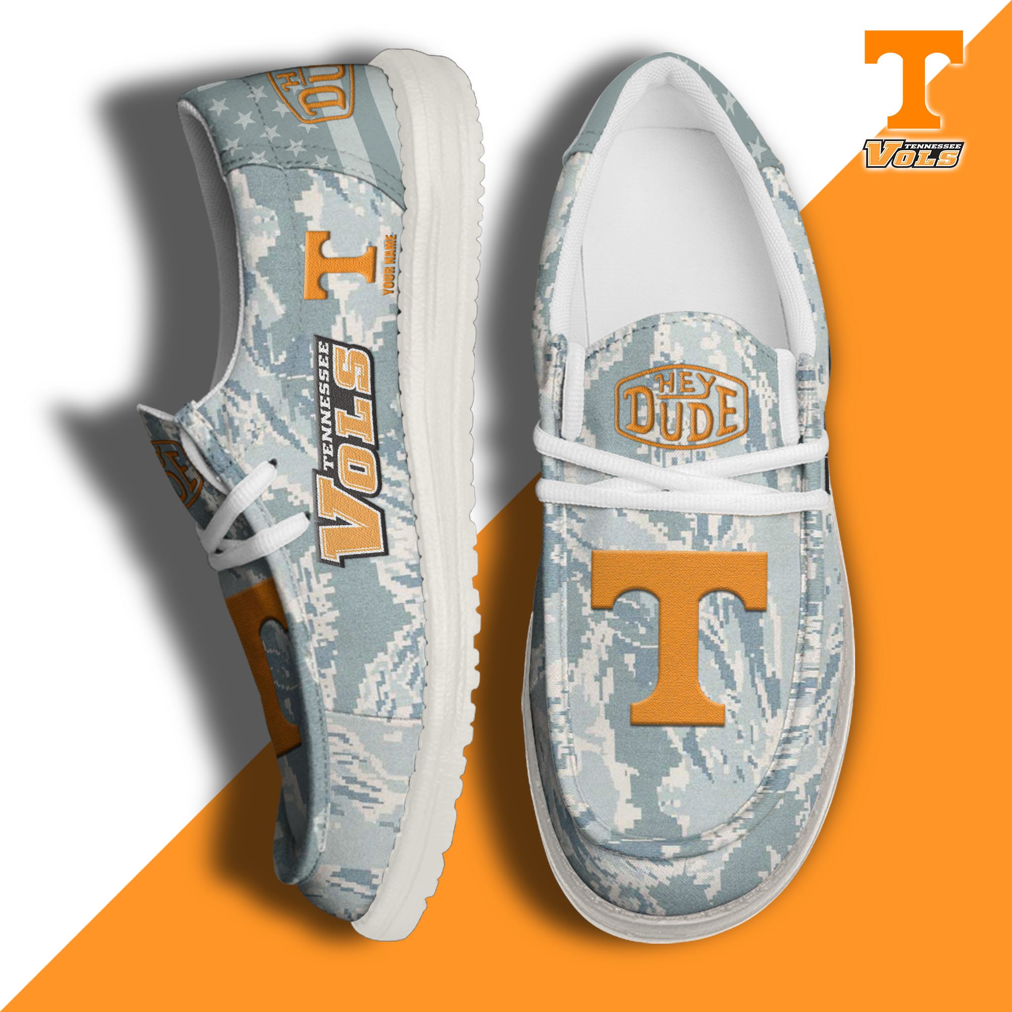 JWFancy Tennessee Volunteers Hey Dude Shoes Wally Men's Lace Up Loafers Comfortable For Men And Women