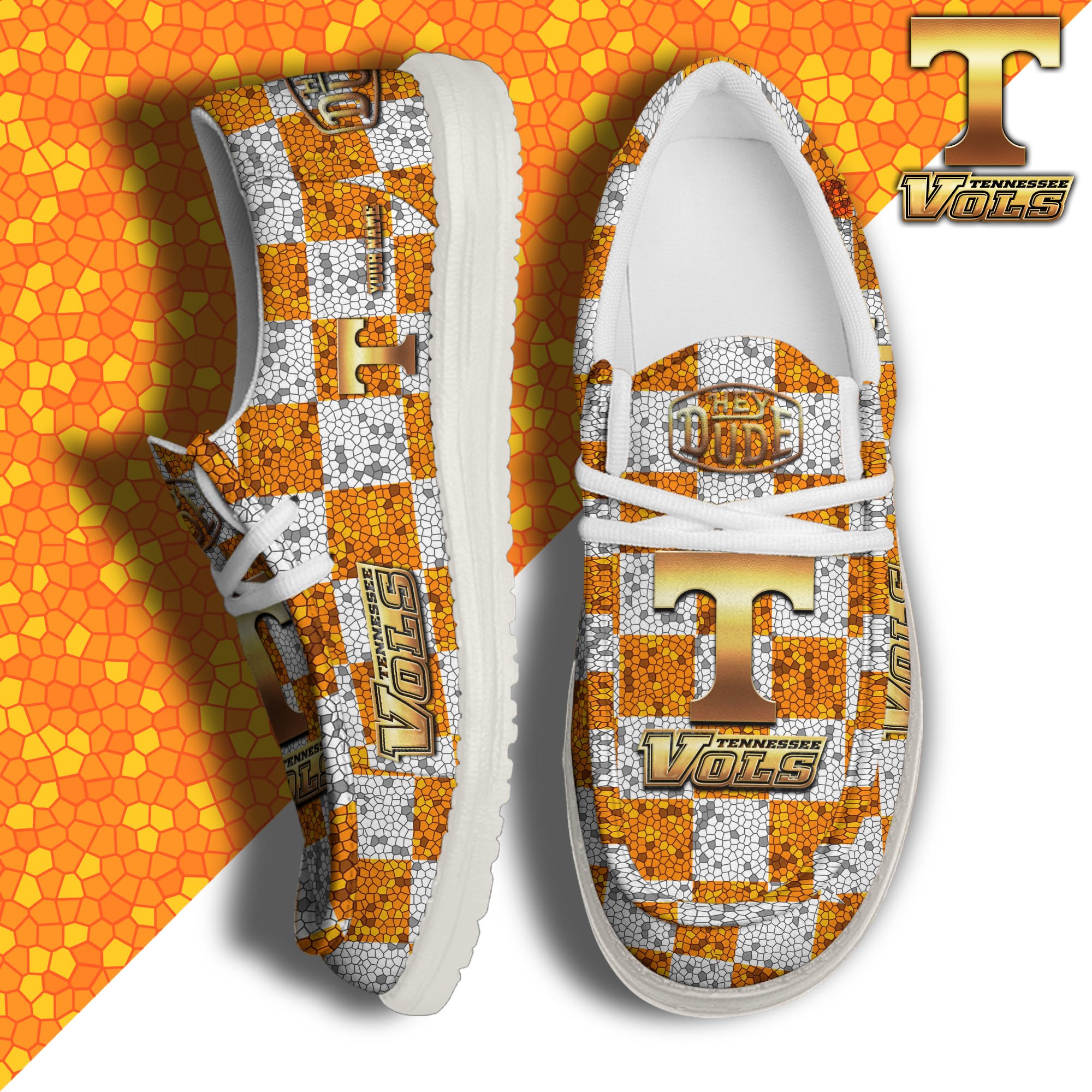 JWFancy Tennessee Volunteers Hey Dude Shoes Wally Men's Lace Up Loafers Comfortable For Men And Women