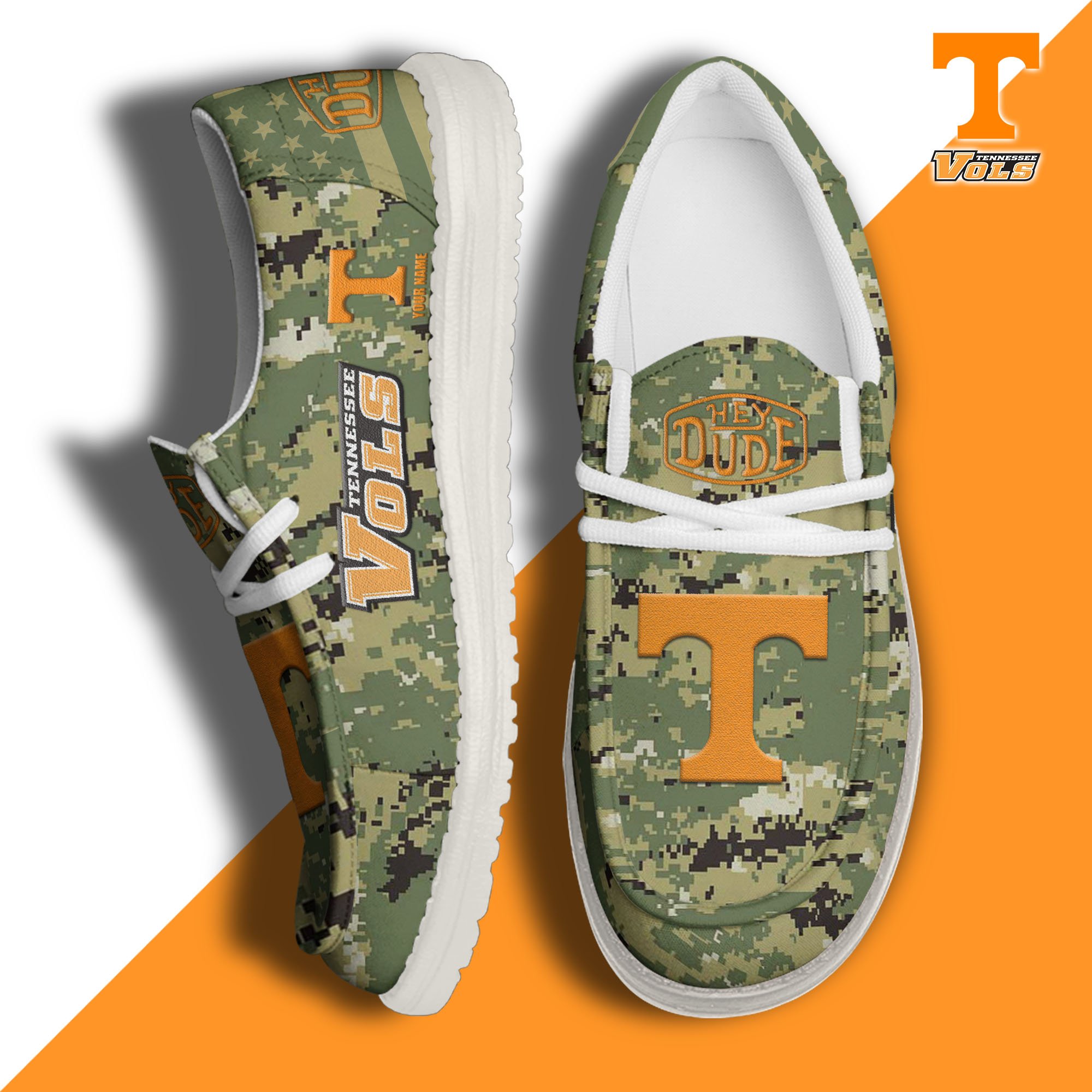 JWFancy Tennessee Volunteers Hey Dude Shoes Wally Men's Lace Up Loafers Comfortable For Men And Women