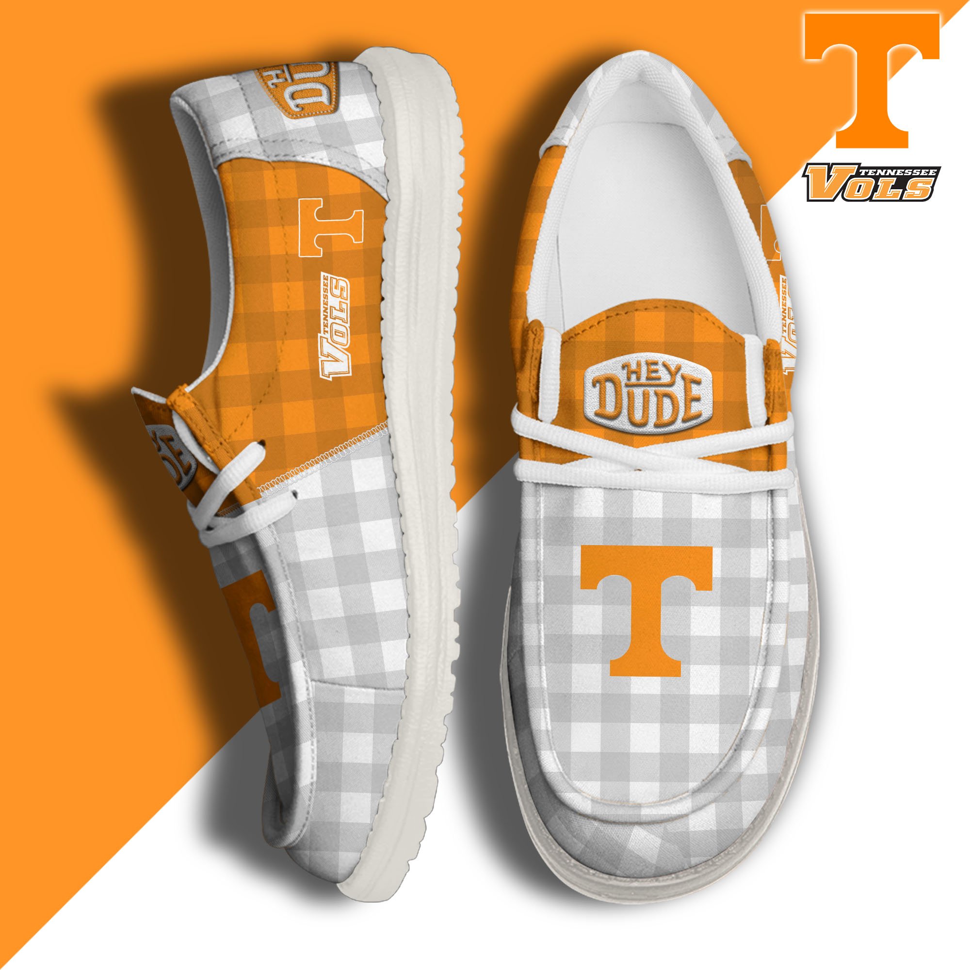 JWFancy Tennessee Volunteers Hey Dude Shoes Wally Men's Lace Up Loafers Comfortable For Men And Women