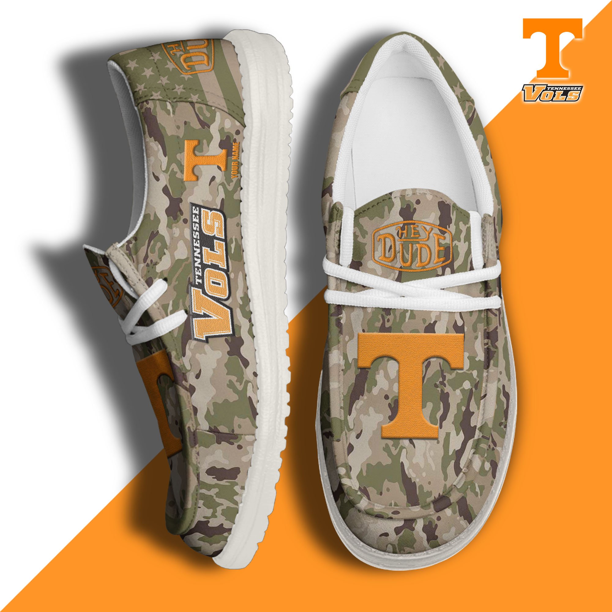 JWFancy Tennessee Volunteers Hey Dude Shoes Wally Men's Lace Up Loafers Comfortable For Men And Women