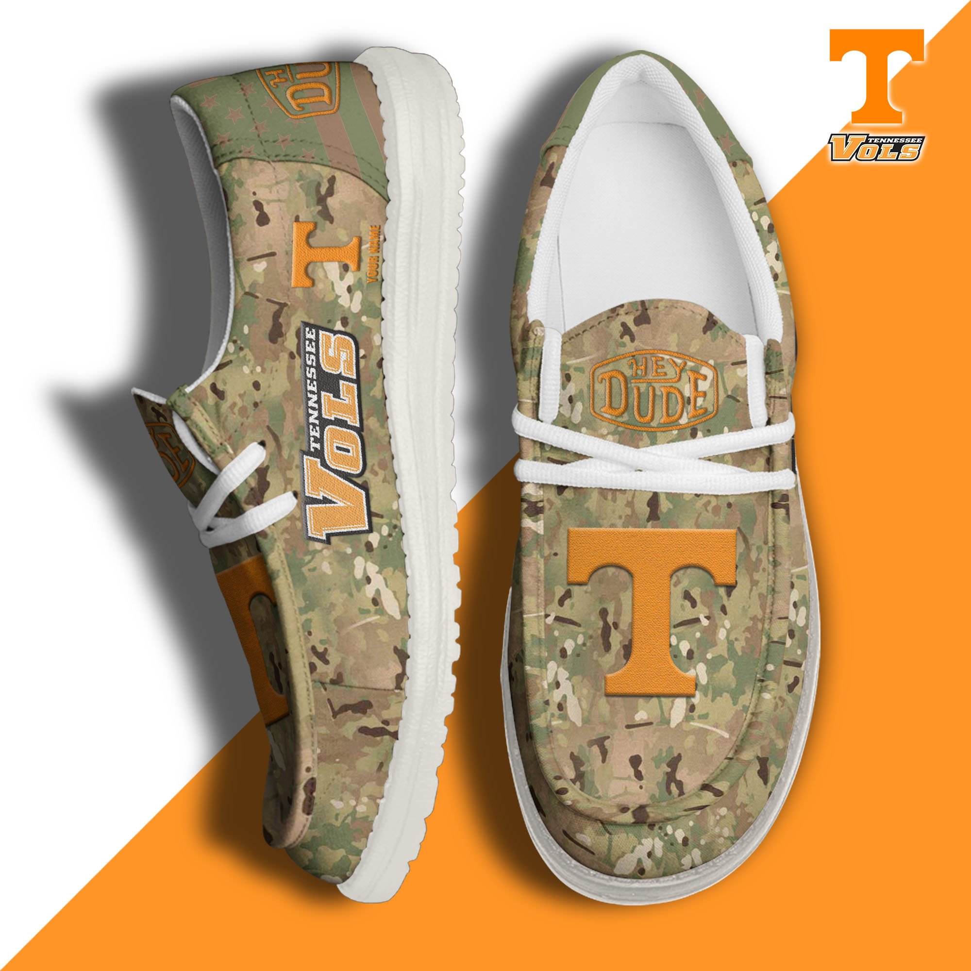 JWFancy Tennessee Volunteers Hey Dude Shoes Wally Men's Lace Up Loafers Comfortable For Men And Women