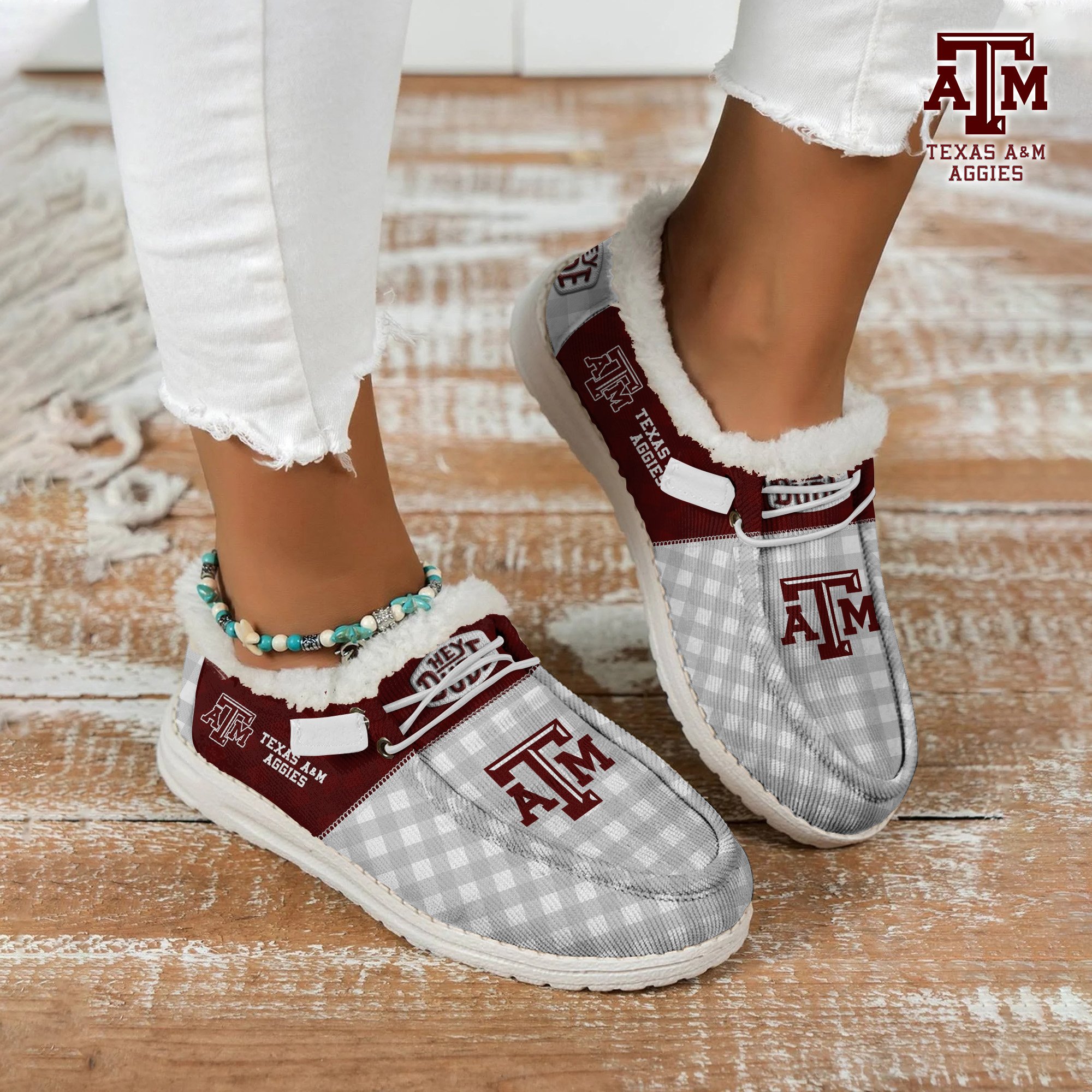 JWFancy Texas A&M Aggies Hey Dude Shoes Wally Men's Lace Up Loafers Comfortable For Men And Women