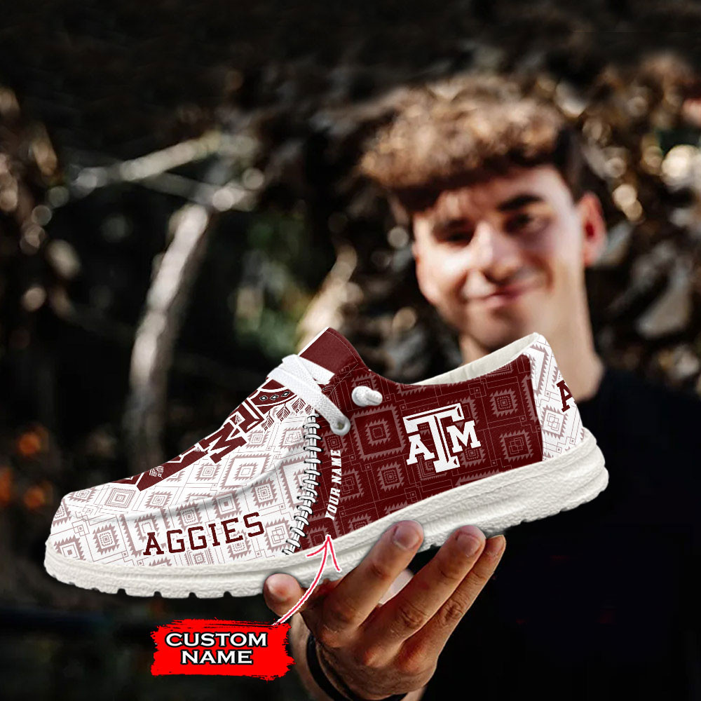 JWFancy Texas A&M Aggies Hey Dude Shoes Wally Men's Lace Up Loafers Comfortable For Men And Women