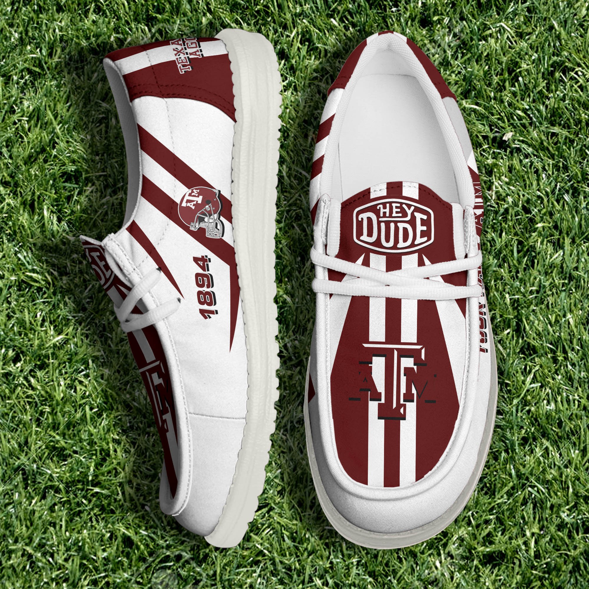 JWFancy Texas A&M Aggies Hey Dude Shoes Wally Men's Lace Up Loafers Comfortable For Men And Women