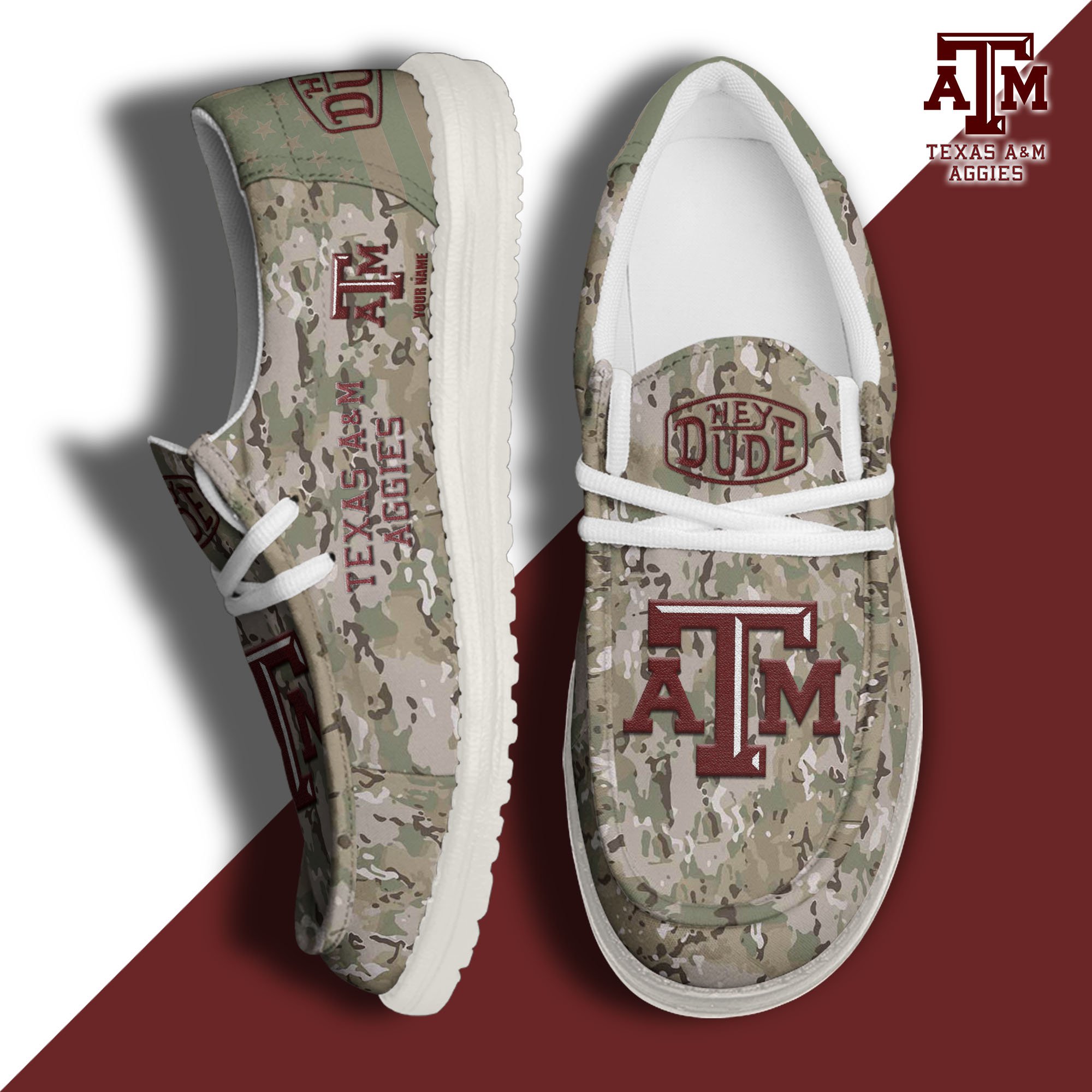 JWFancy Texas A&M Aggies Hey Dude Shoes Wally Men's Lace Up Loafers Comfortable For Men And Women