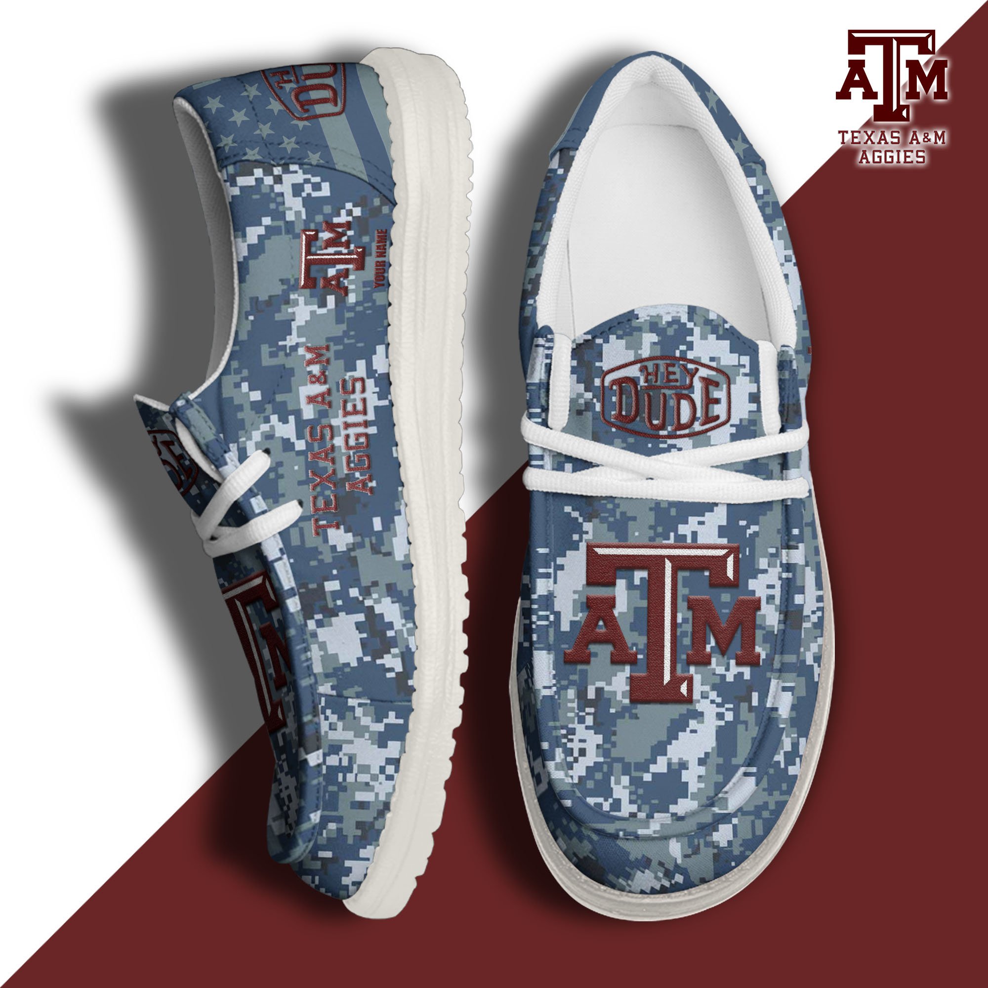 JWFancy Texas A&M Aggies Hey Dude Shoes Wally Men's Lace Up Loafers Comfortable For Men And Women