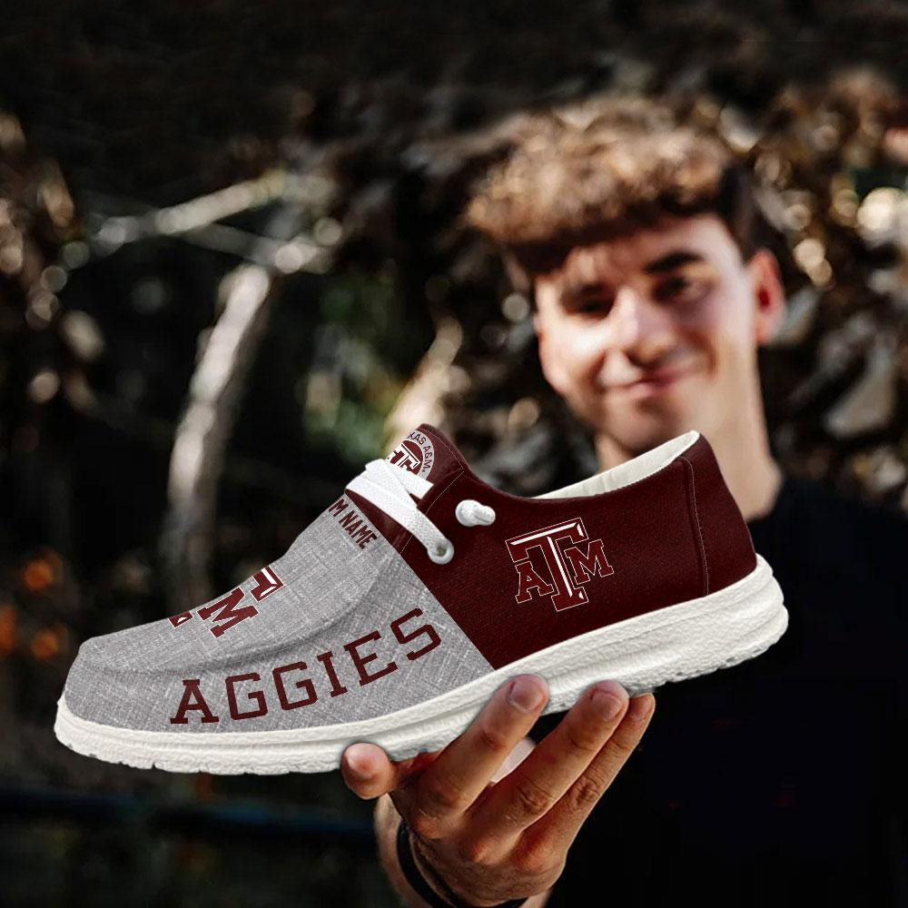 JWFancy Texas A&M Aggies Hey Dude Shoes Wally Men's Lace Up Loafers Comfortable For Men And Women