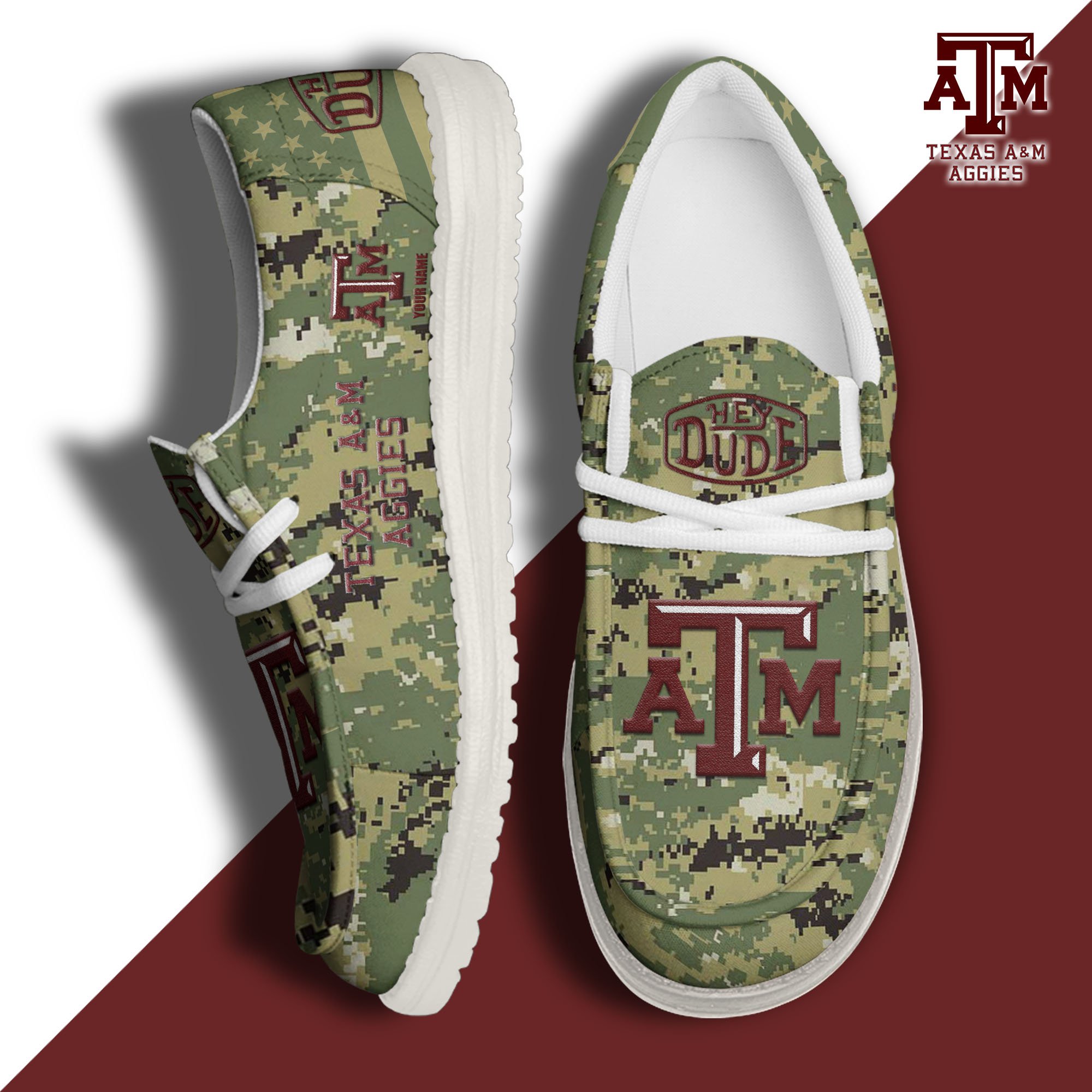 JWFancy Texas A&M Aggies Hey Dude Shoes Wally Men's Lace Up Loafers Comfortable For Men And Women