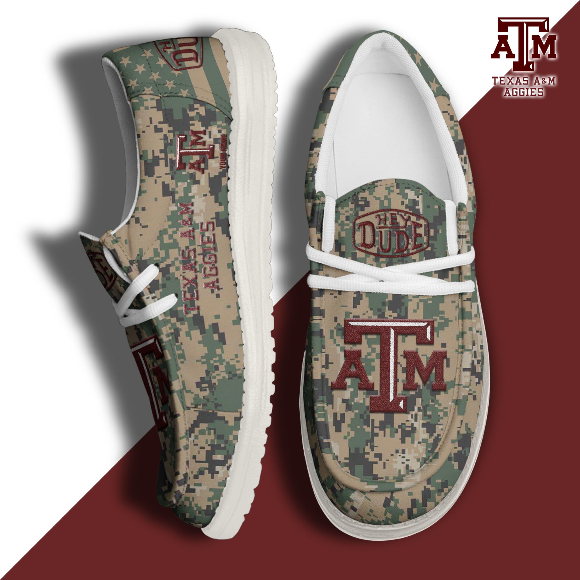 JWFancy Texas A&M Aggies Hey Dude Shoes Wally Men's Lace Up Loafers Comfortable For Men And Women