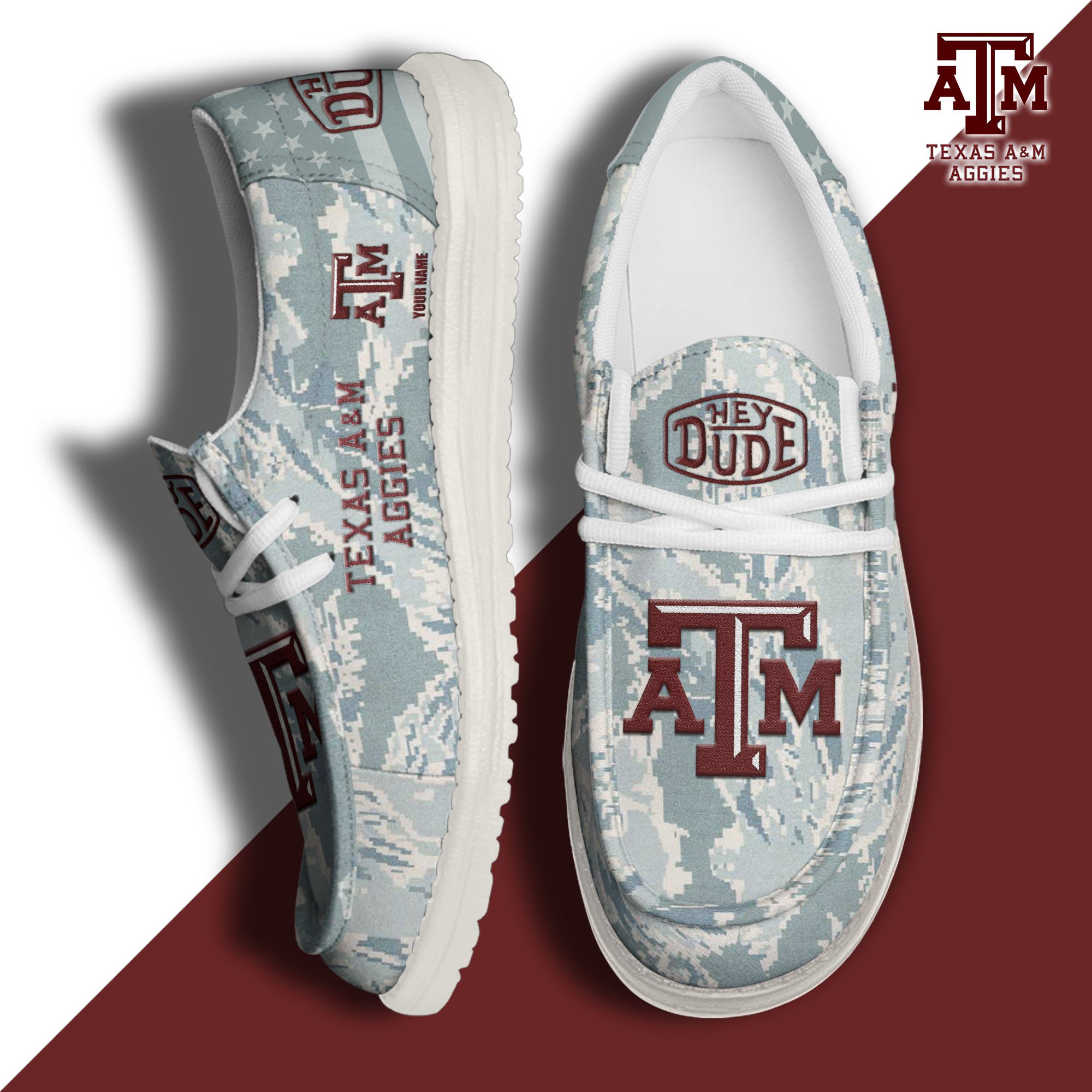 JWFancy Texas A&M Aggies Hey Dude Shoes Wally Men's Lace Up Loafers Comfortable For Men And Women