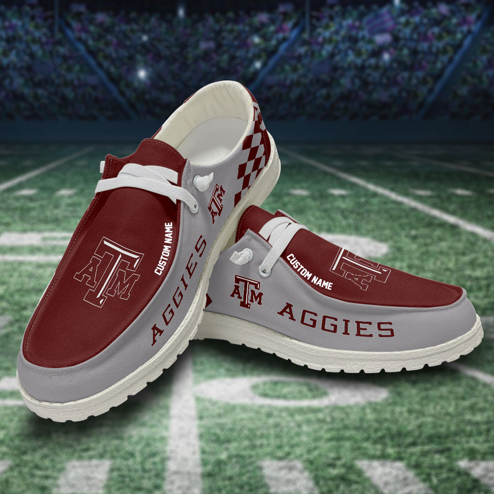 JWFancy Texas A&M Aggies Hey Dude Shoes Wally Men's Lace Up Loafers Comfortable For Men And Women