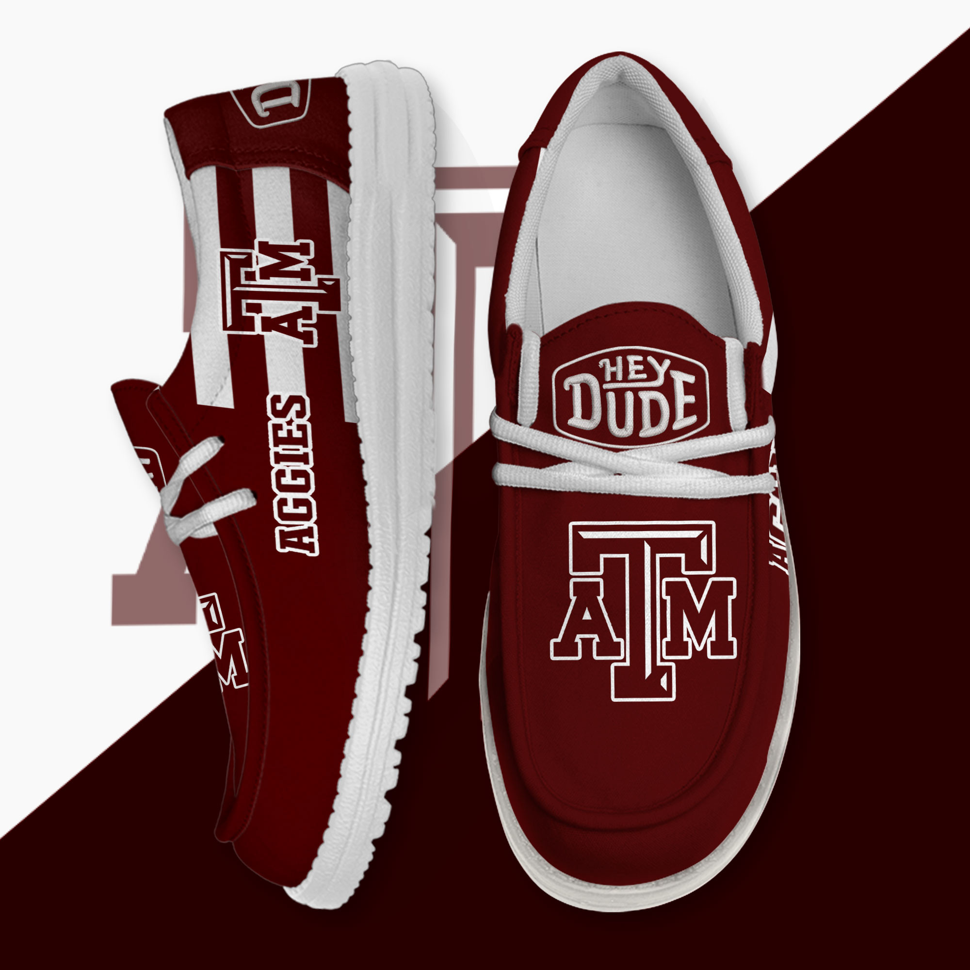 JWFancy Texas A&M Aggies Hey Dude Shoes Wally Men's Lace Up Loafers Comfortable For Men And Women