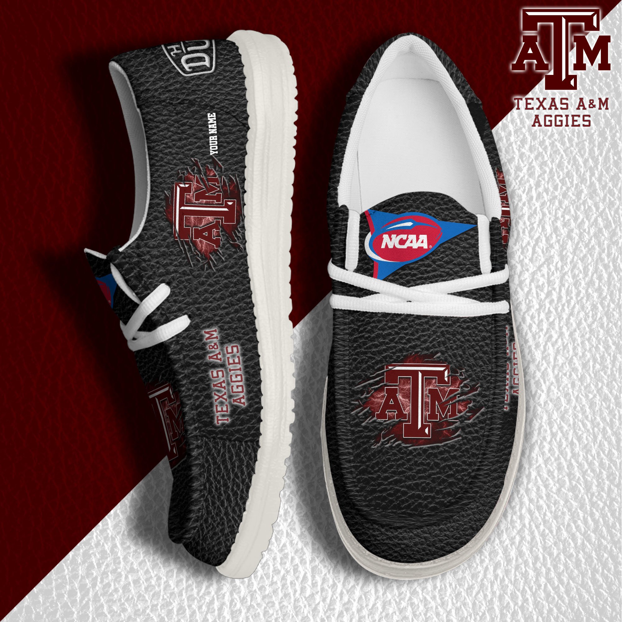 JWFancy Texas A&M Aggies Hey Dude Shoes Wally Men's Lace Up Loafers Comfortable For Men And Women